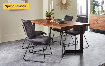 Dining Table & 4 Charcoal Velvet Chairs