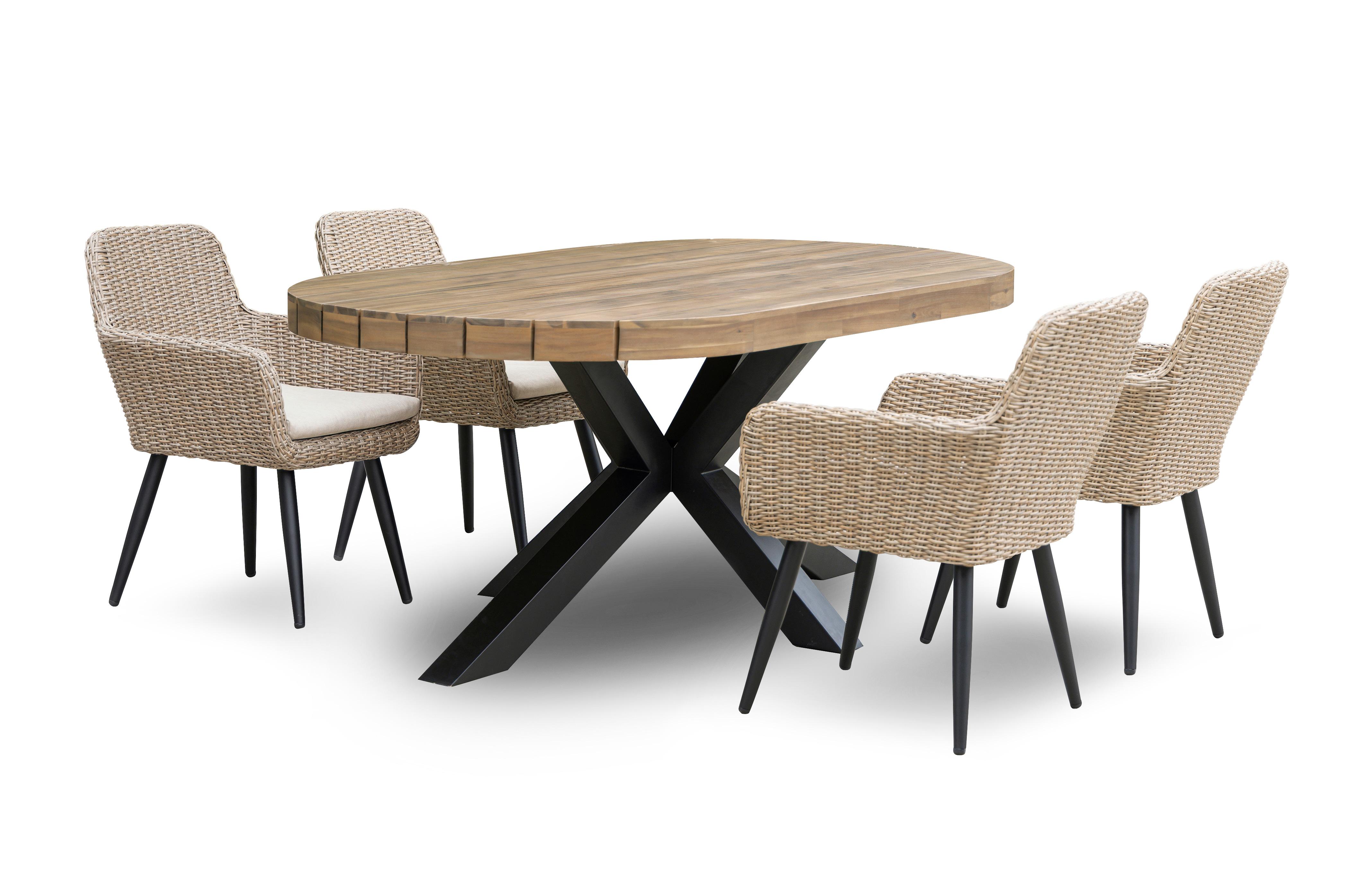 Oval Dining Table & 4 Dining Chairs