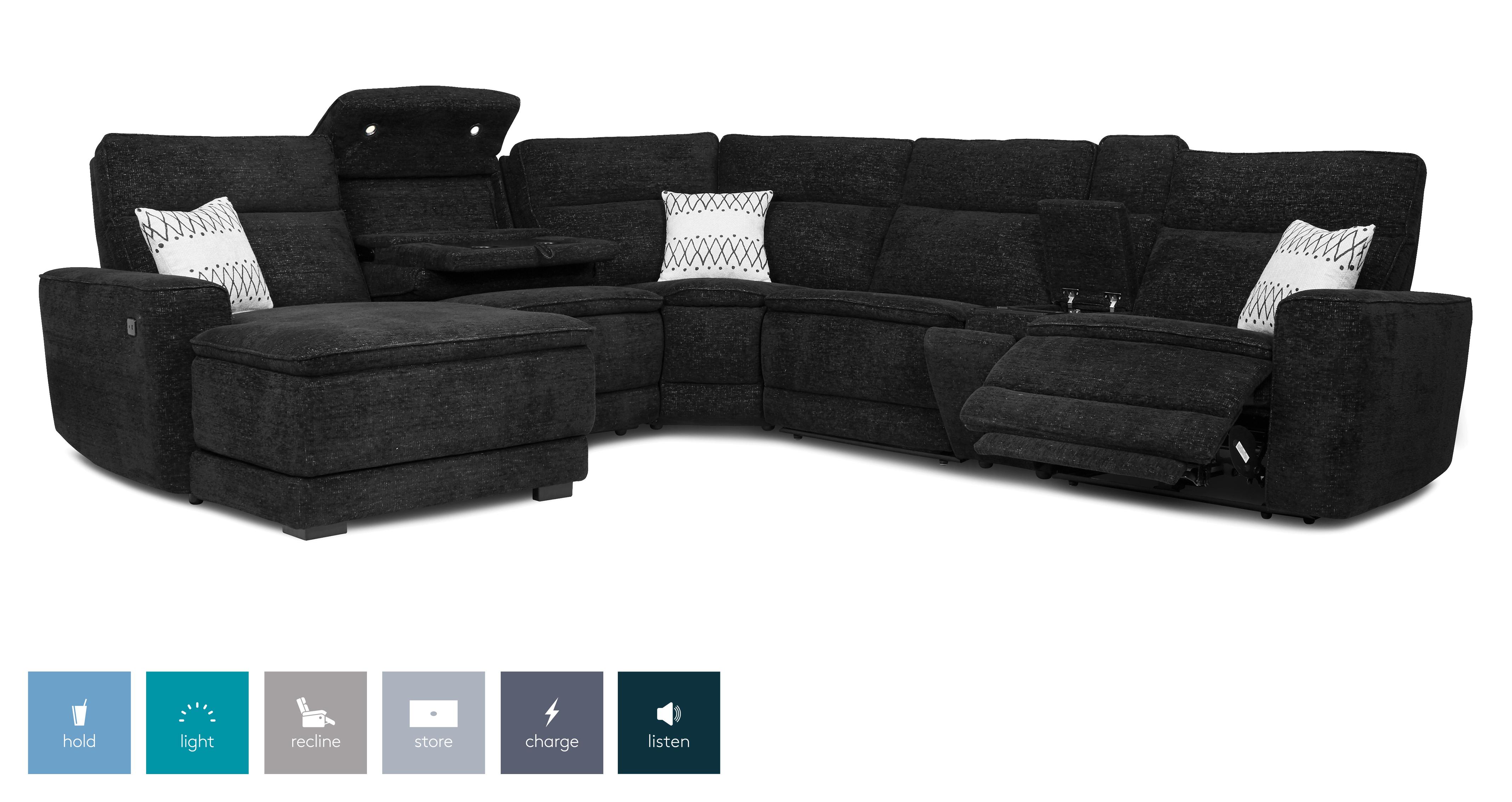 Left Hand Facing Storage Chaise 2 Corner 2 With Drop Down Table & Console