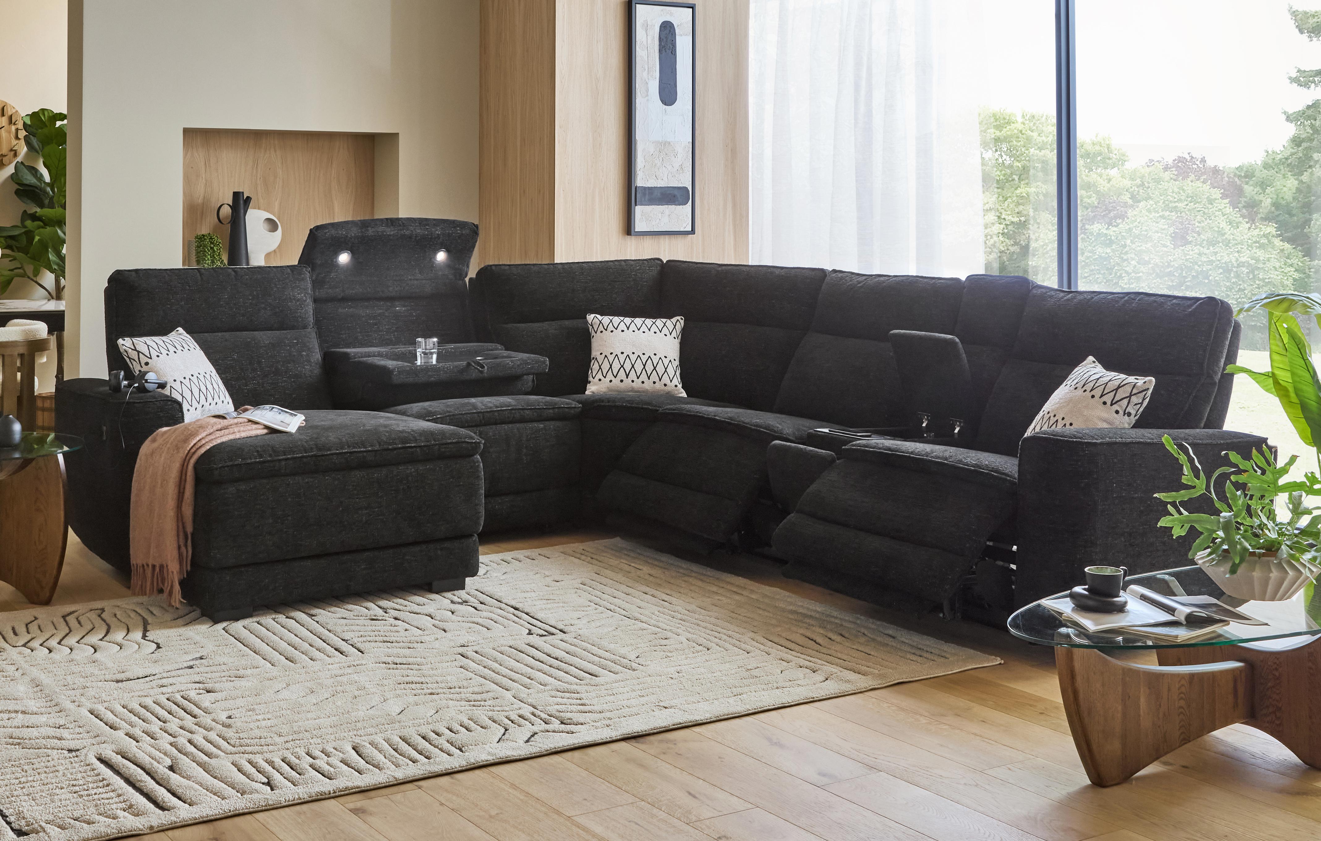 Left Hand Facing Storage Chaise 2 Corner 2 With Drop Down Table & Console