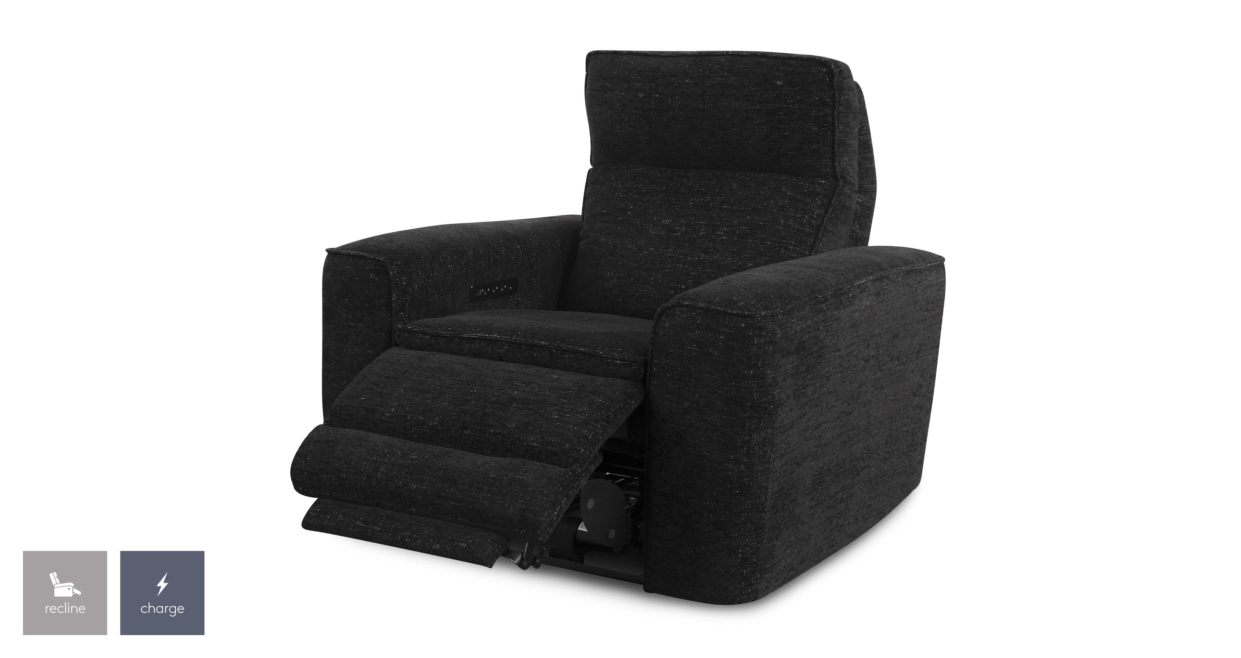 Nomadic-clearance Corner Sofa, Chair & Footstool in Border Black Clearance Black