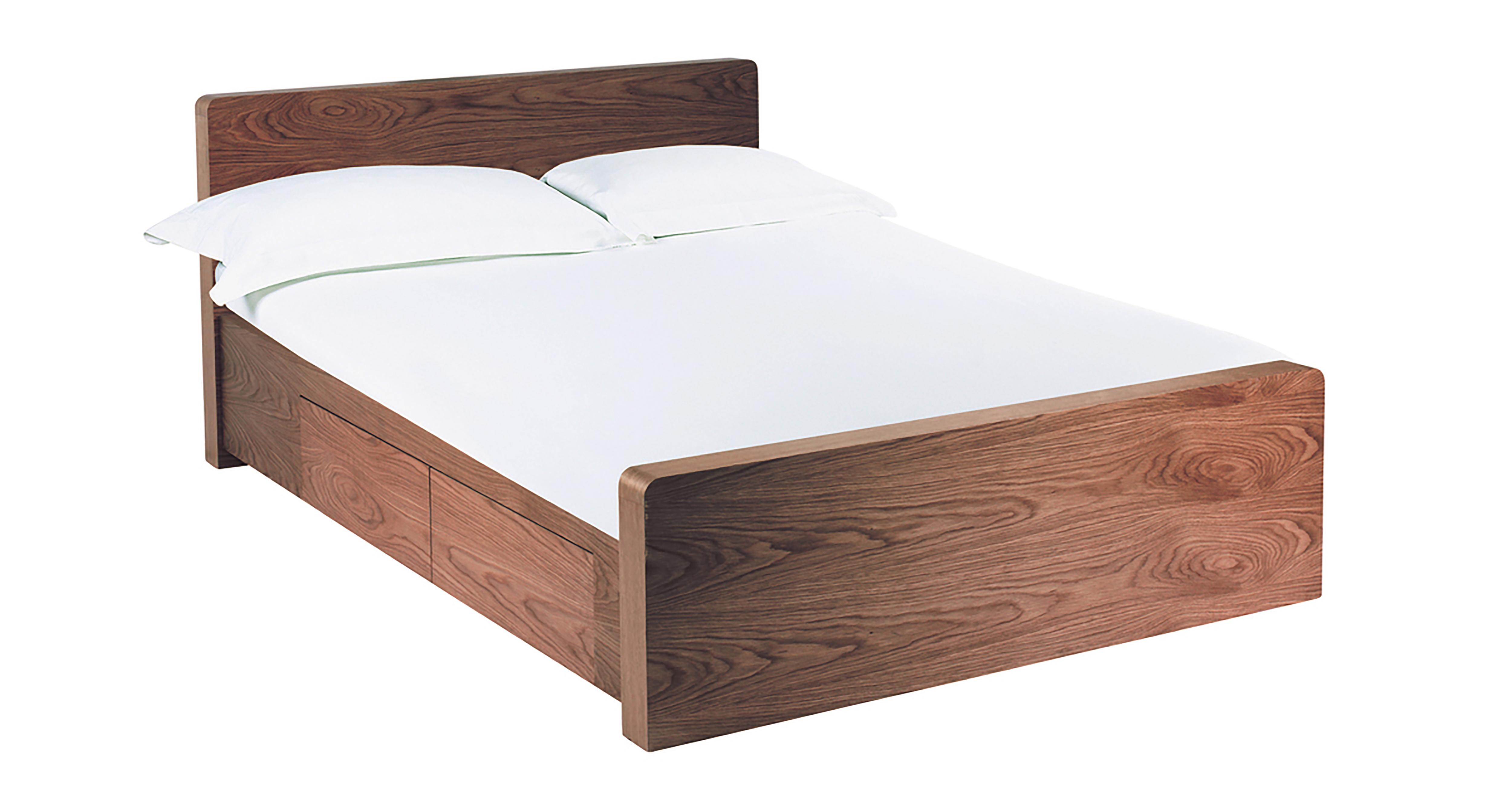 DFS Dwell 4 Drawer Double Storage Bedframe Notch II Walnut Wood