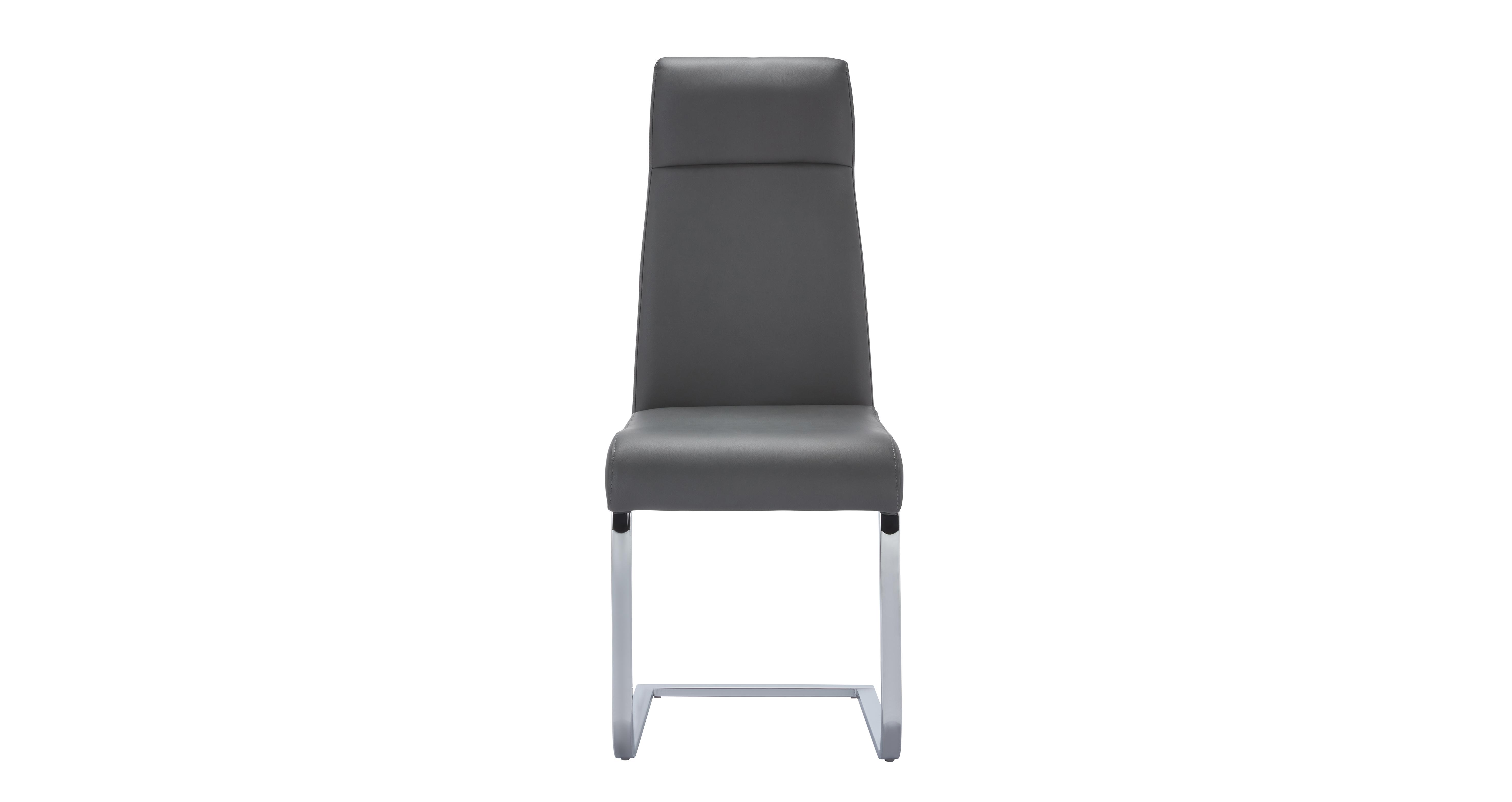 Grey leather deals cantilever dining chairs