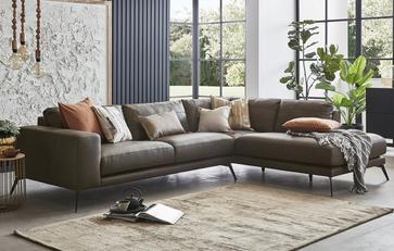 Leather Left Hand Facing Arm Open End Corner Sofa