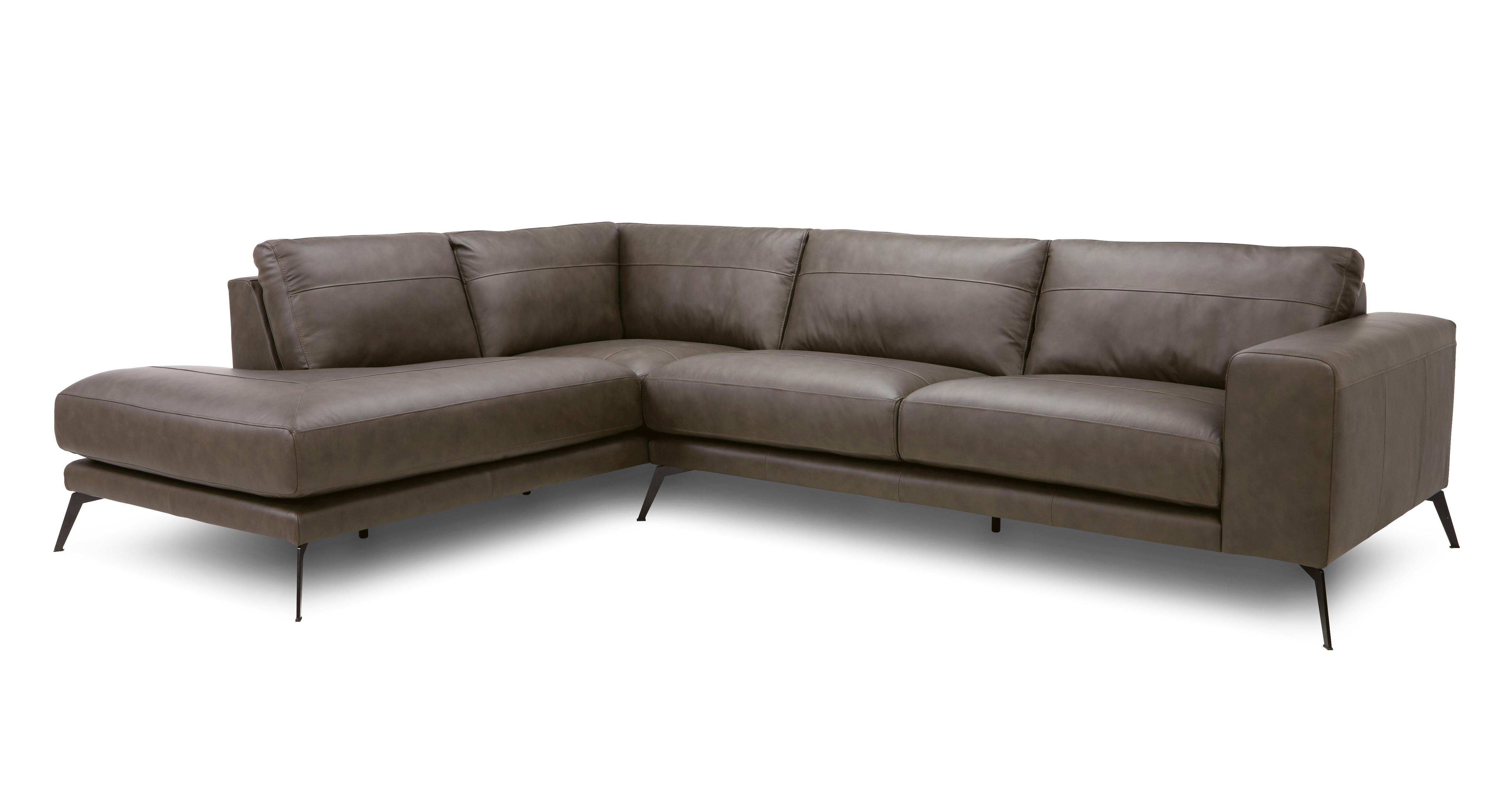 Grey leather corner on sale sofa dfs