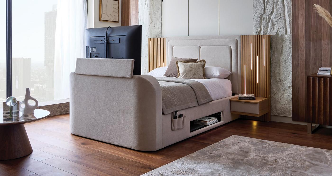 Double Ottoman TV Bedframe view 2