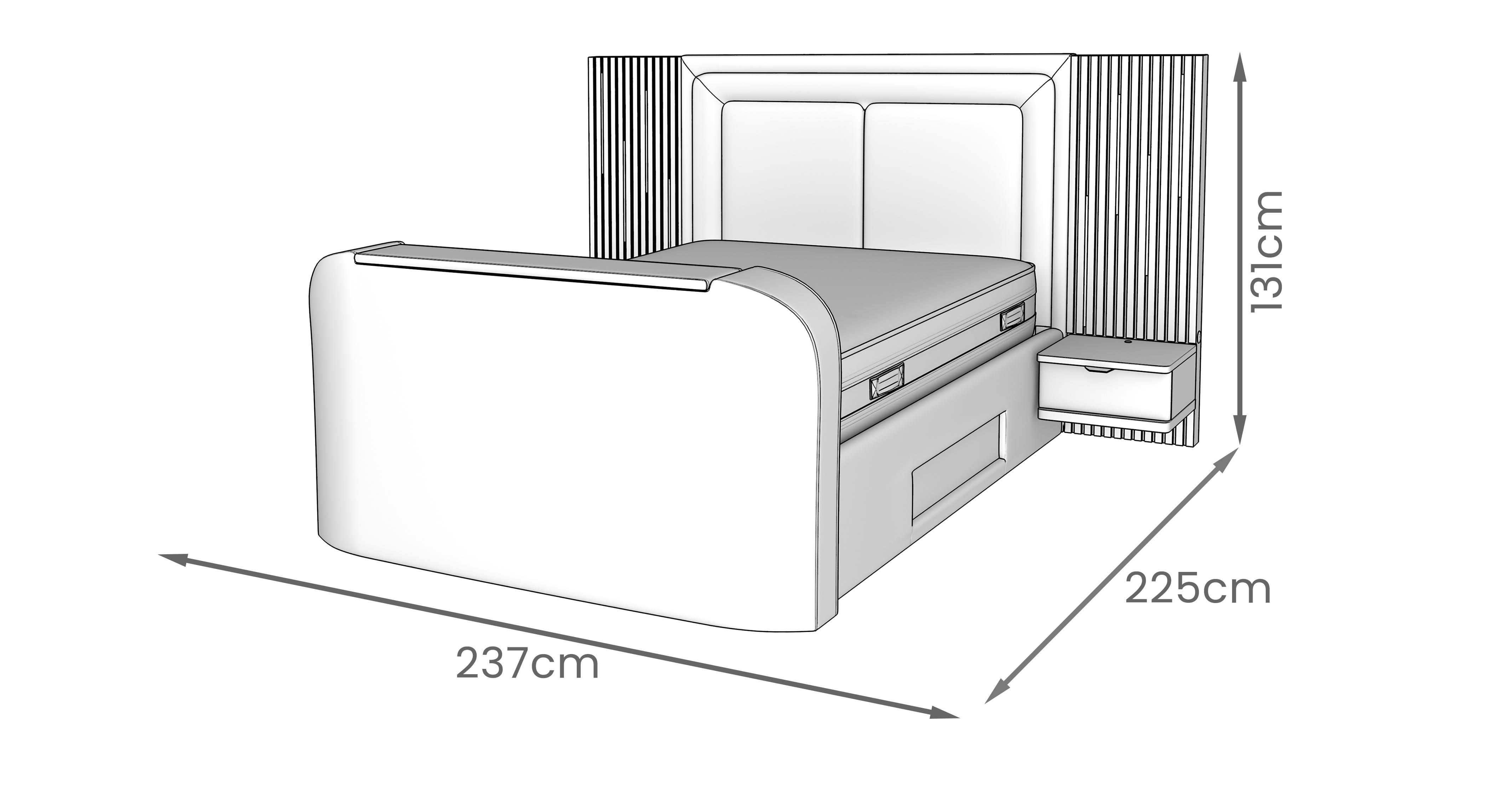 Nyota Double Ottoman Bedframe in Nyota Velvet Cream and Oak Cream and Oak