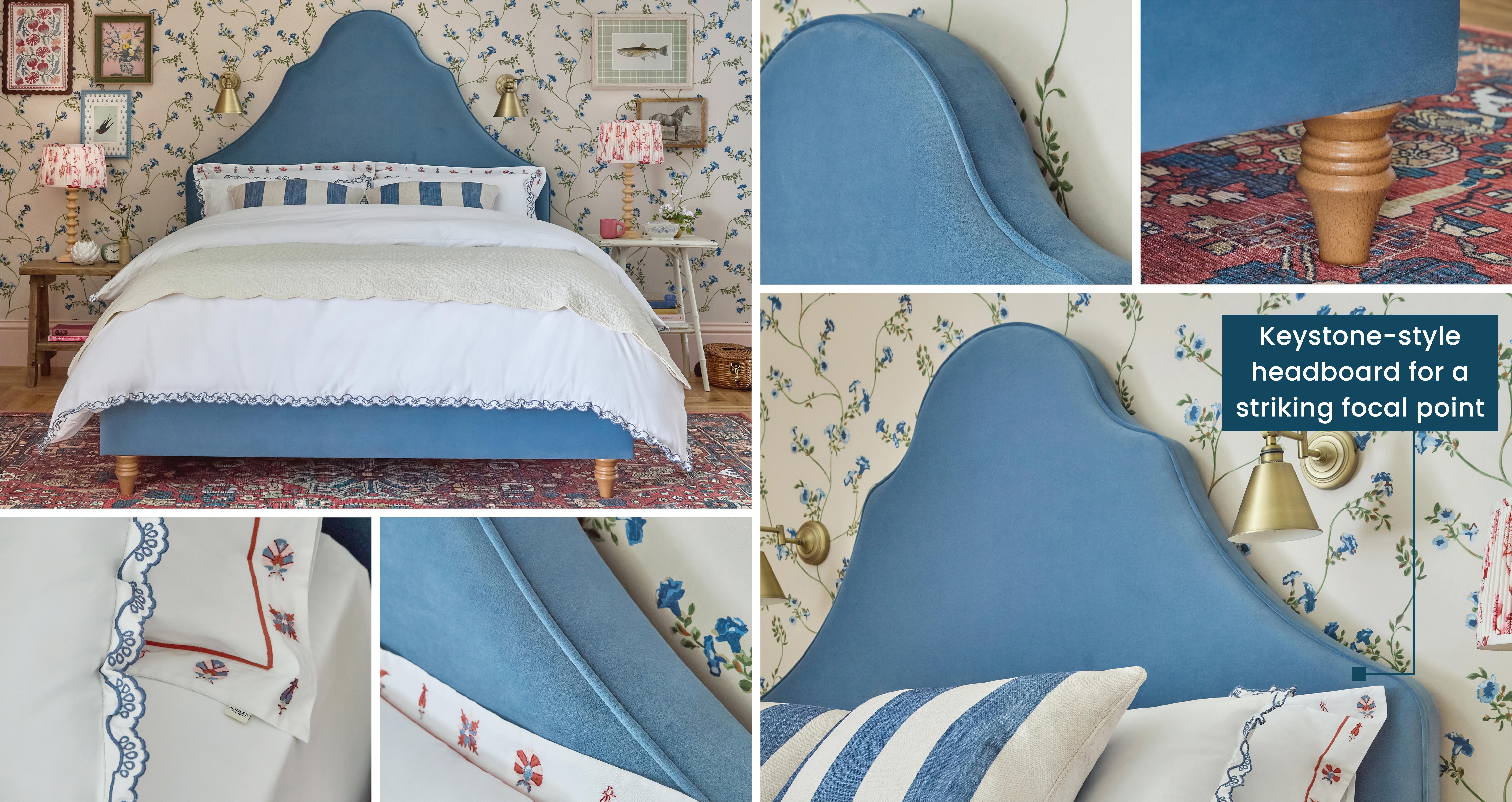 Oakendale Double Bedframe in Oakendale Velvet Blue