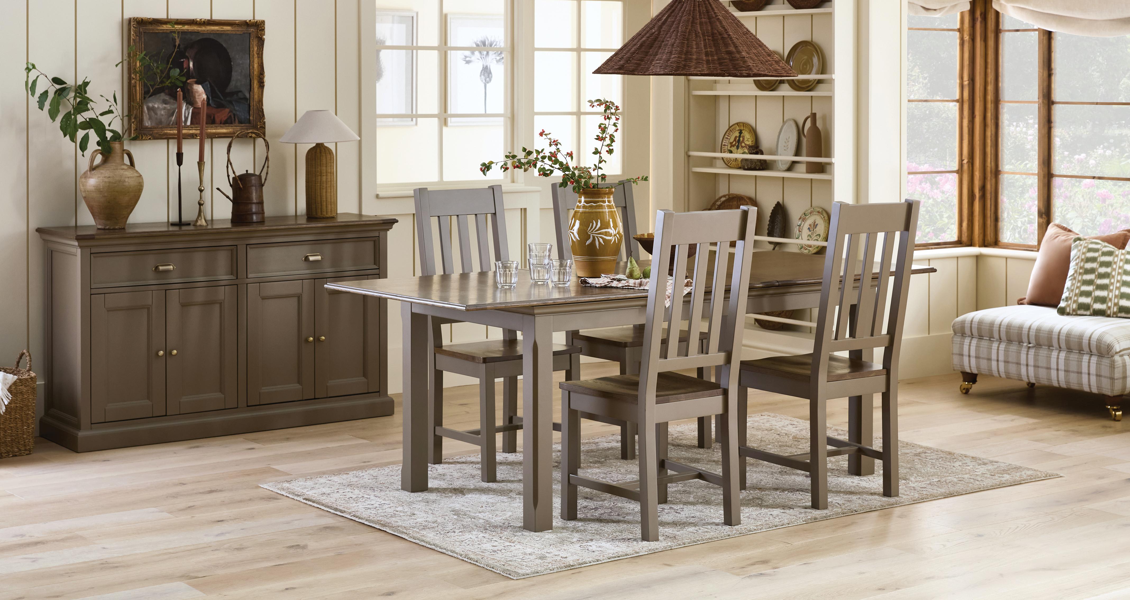Oakham Extending Dining Table & 4 Dining Chairs in Oakham Smoke