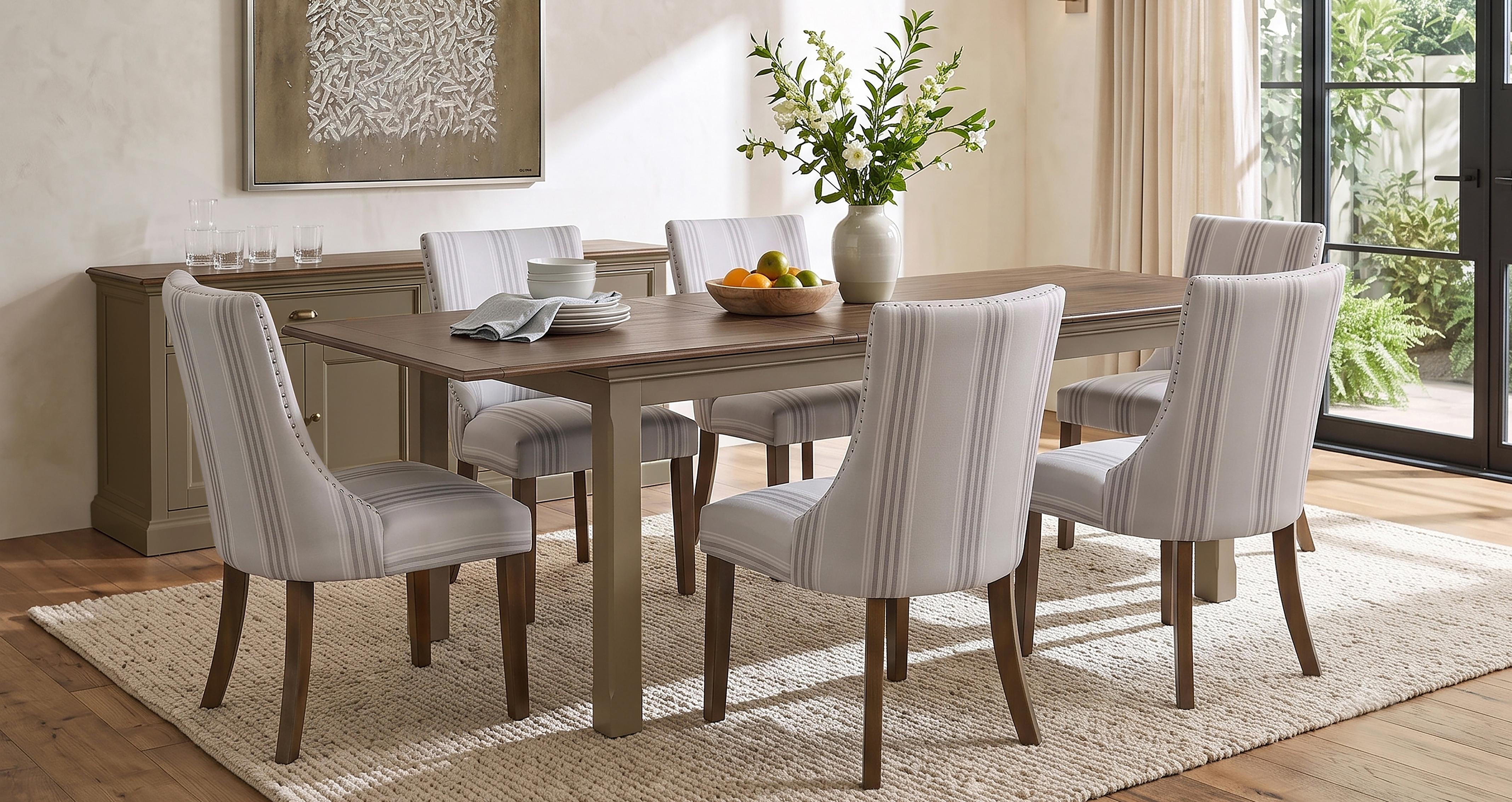 Dining Table & 6 Westport Stripe Chairs
