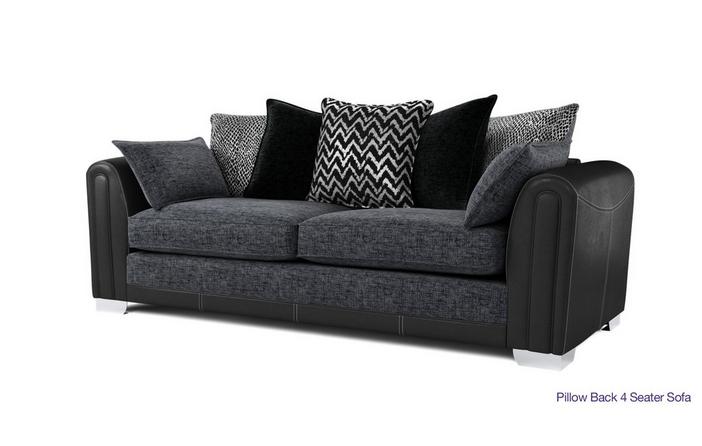 Ollie Pillow Back 4 Seater Sofa Dfs, Dfs Black And Grey Fabric Sofa