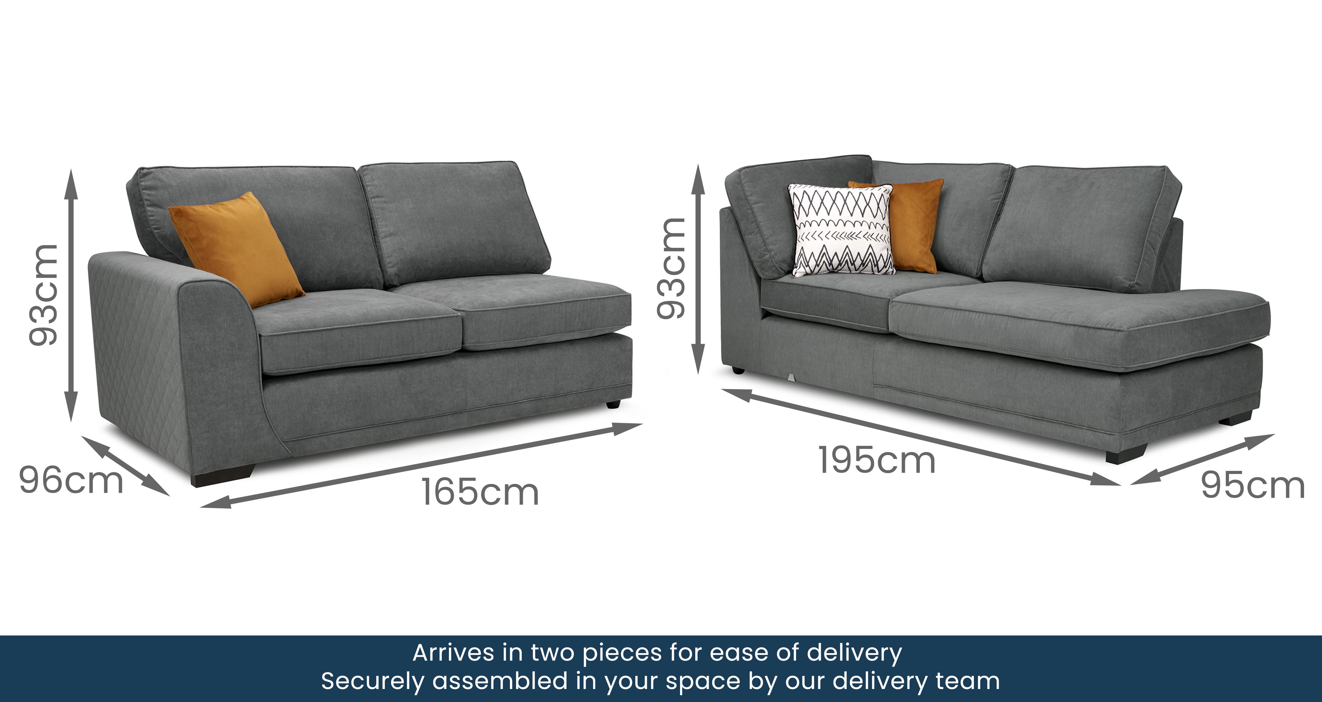 Orka Left Hand Facing Arm Open End Corner Sofa in Plaza Graphite with Dark feet