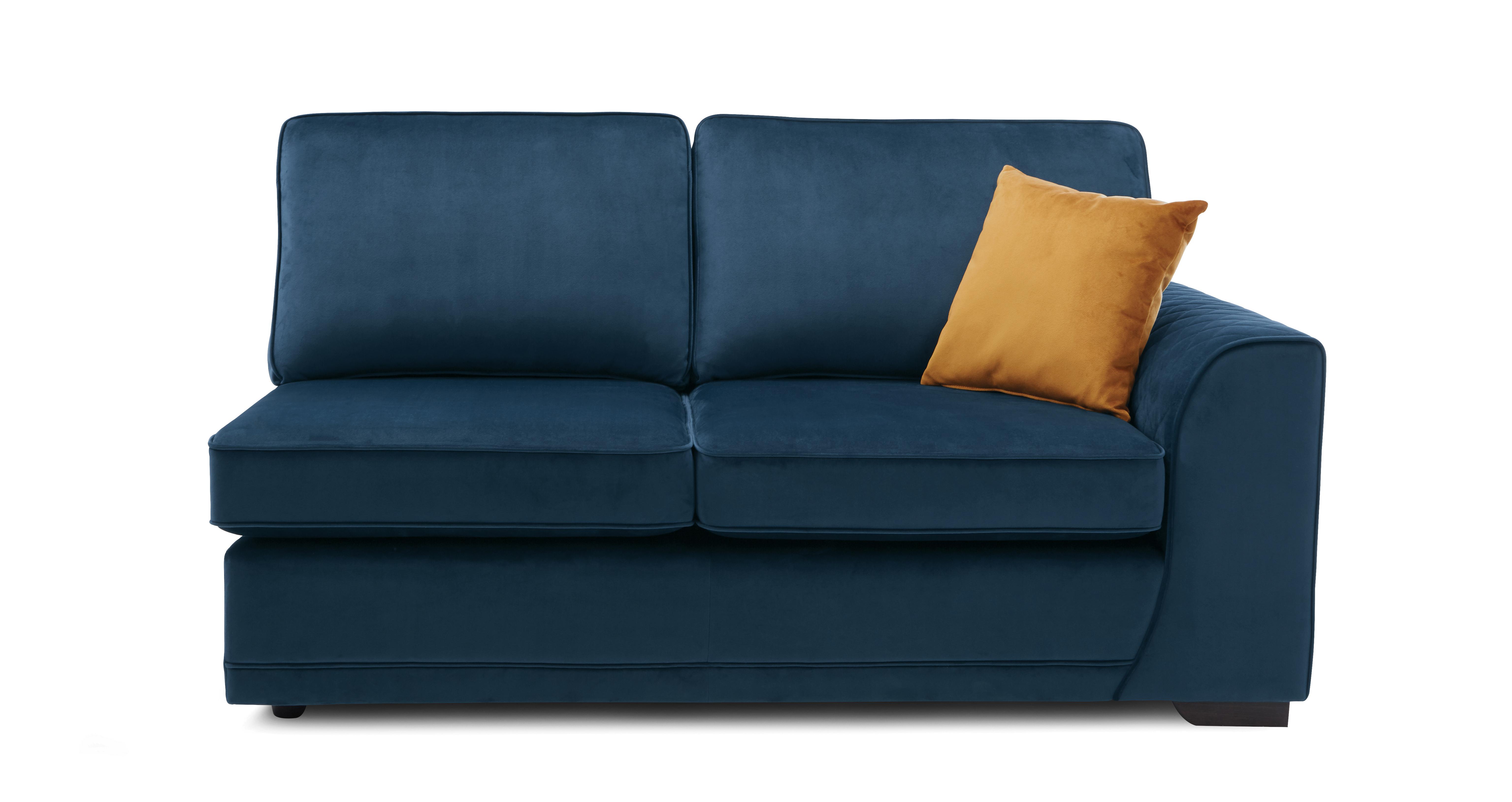 Orka Velvet Right Hand Facing 1 Arm 2 Seat Deluxe Bed Unit DFS