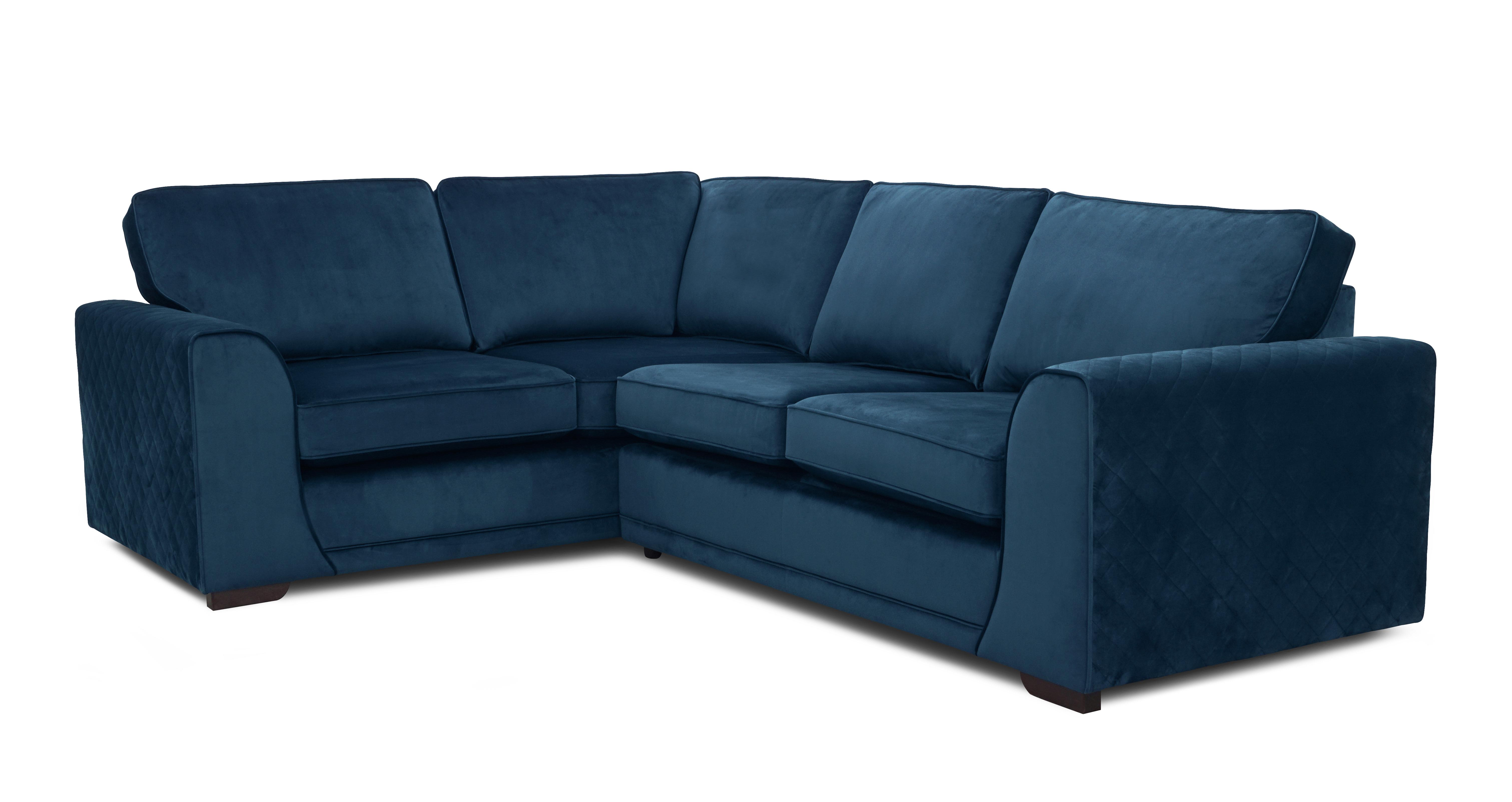 Dfs blue deals velvet corner sofa