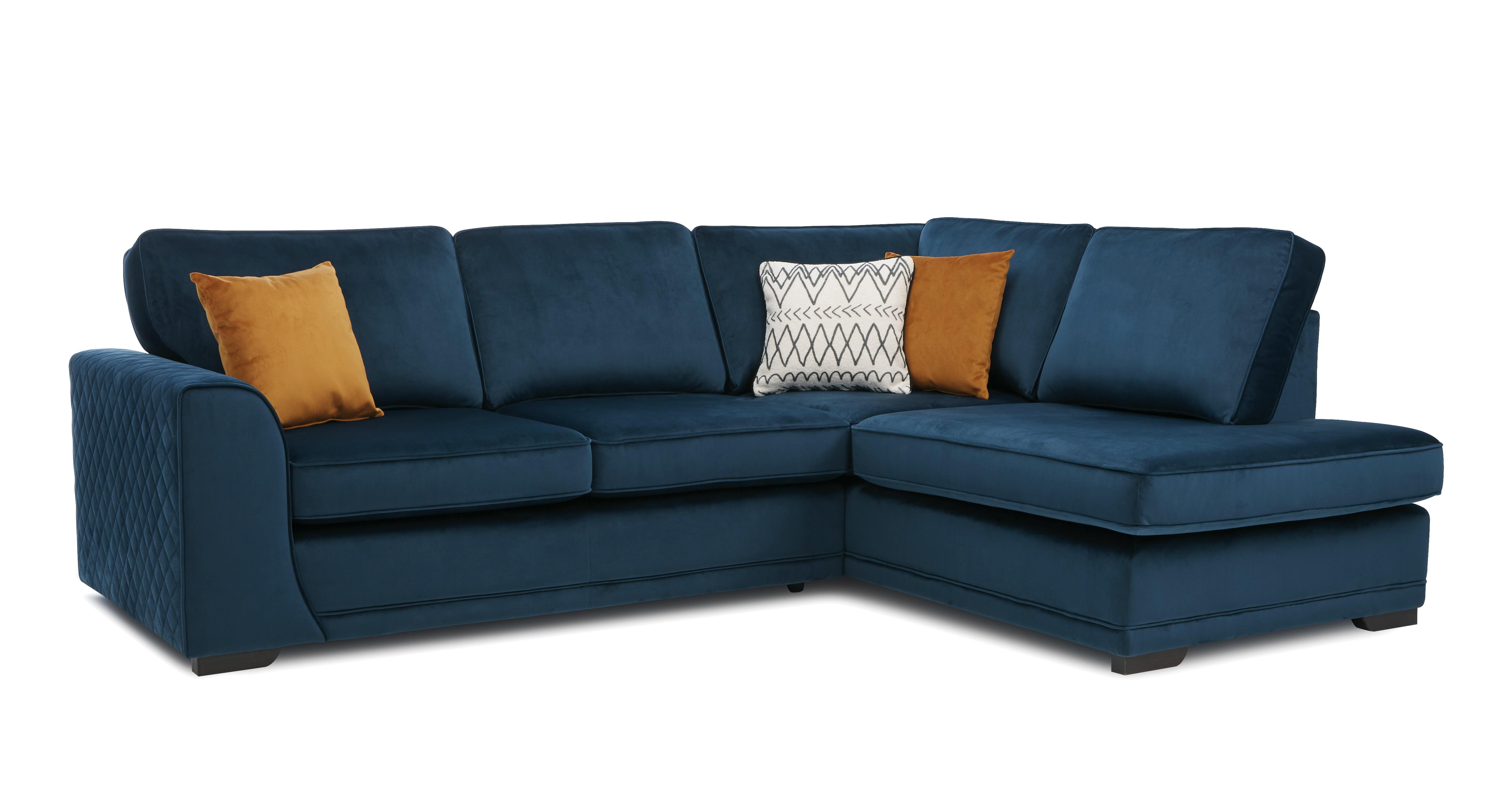 Orka Velvet Left Hand Facing Open End Corner Sofa DFS