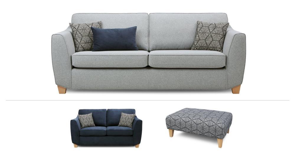 3 Seater Sofa, 2 Seater Sofa & Footstool