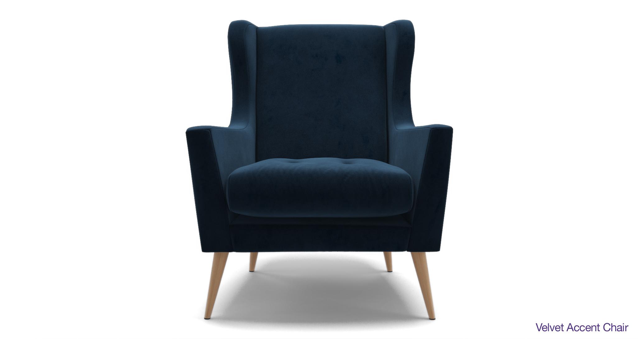 Navy velvet 2025 accent chair