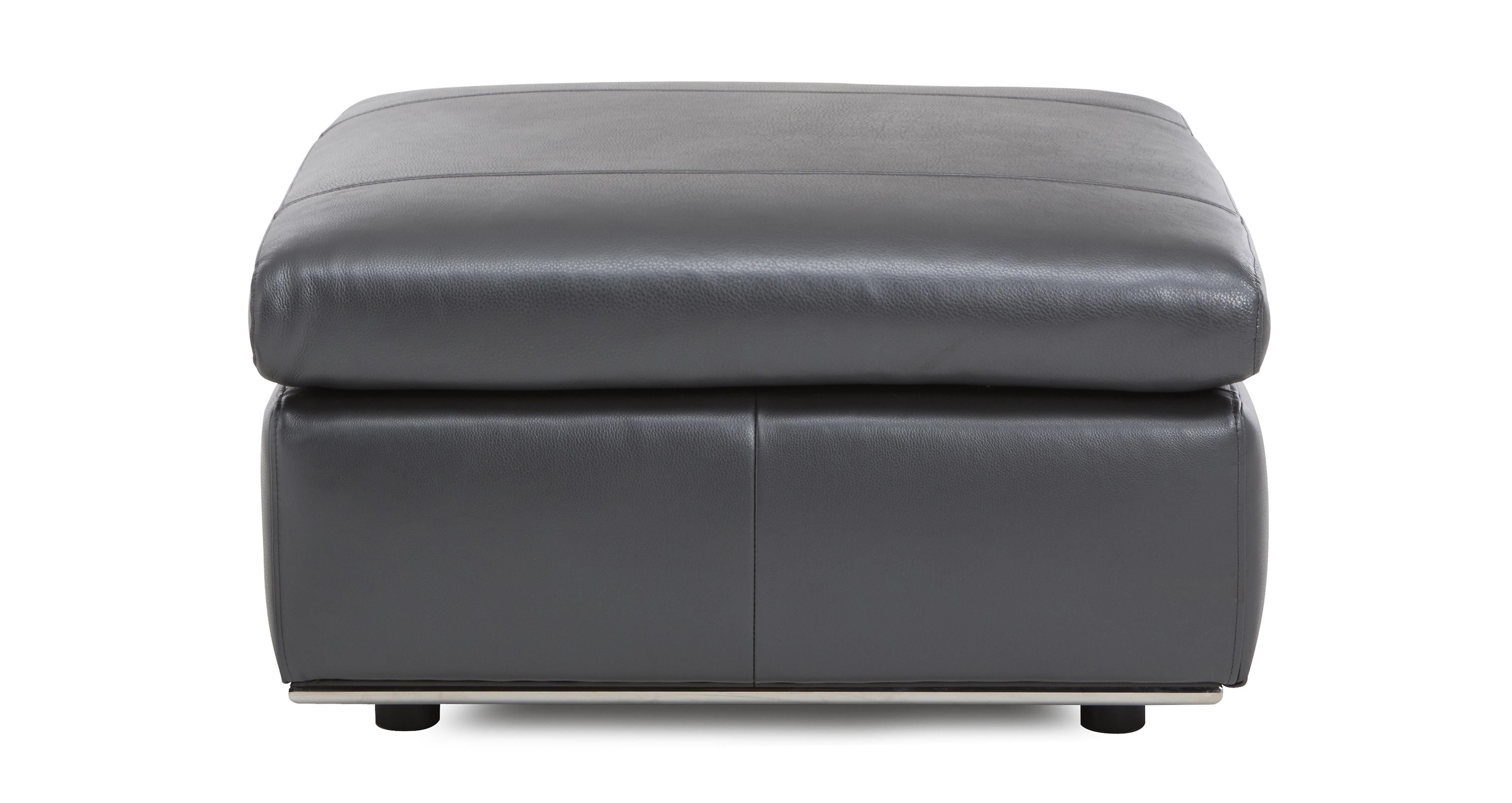 Large black deals leather footstool