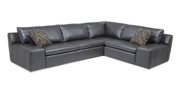 Palladium Option A Left Hand Facing 2, Black Leather Corner Sofa