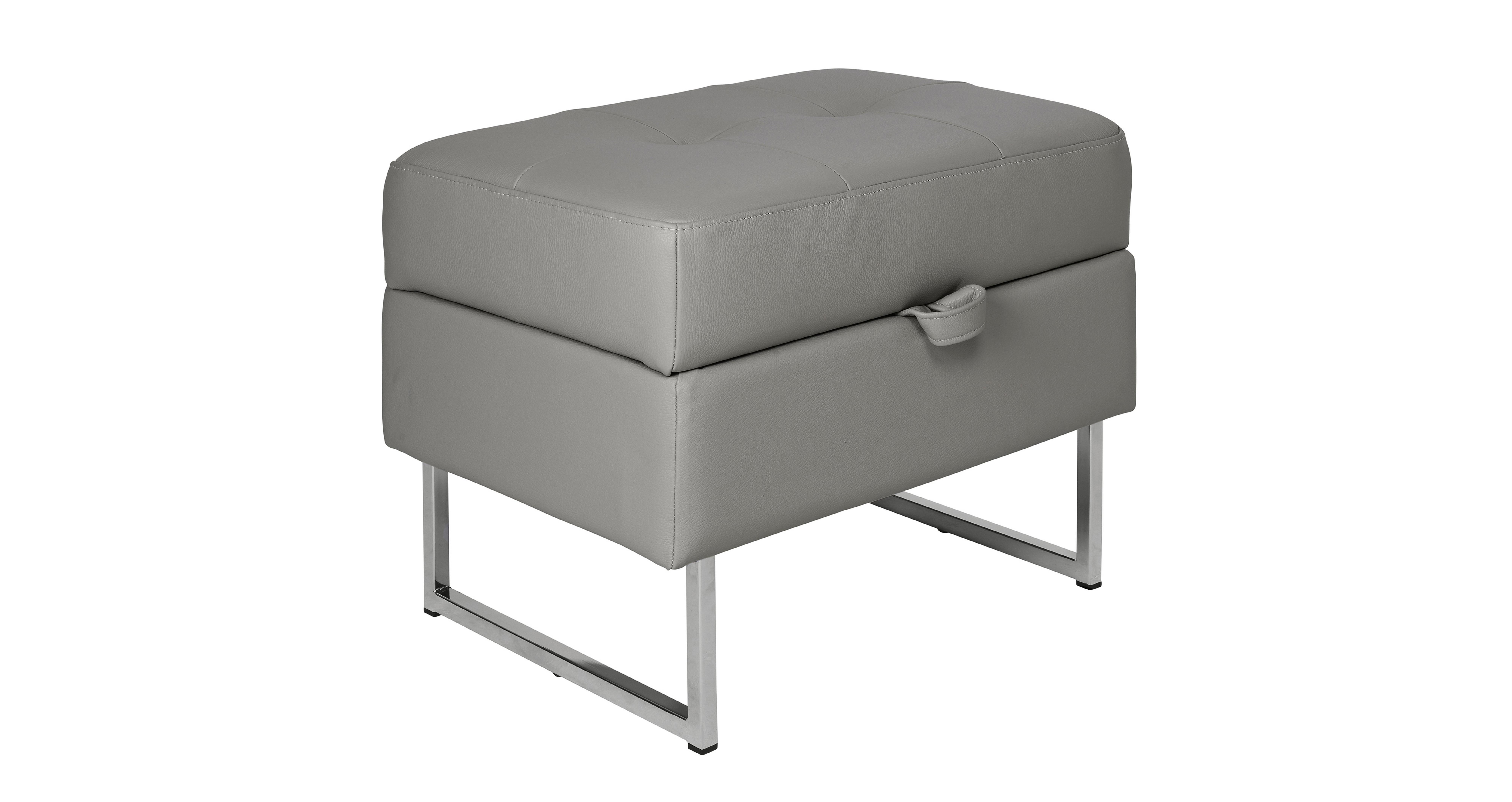 Grey leather deals footstool with storage