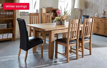 Extending Dining Table & Set of 4 Slat Back Chairs