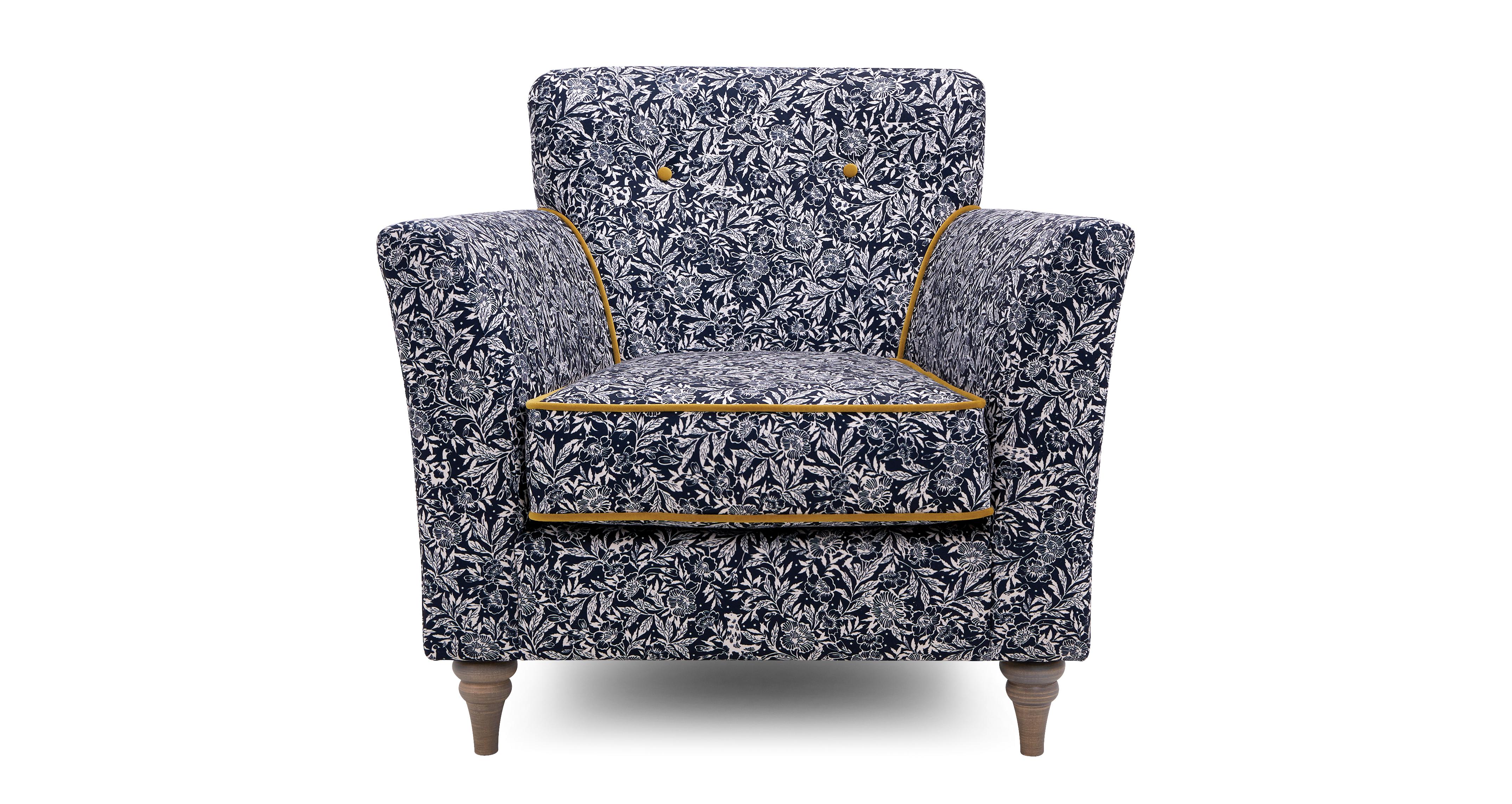 Navy print store accent chair