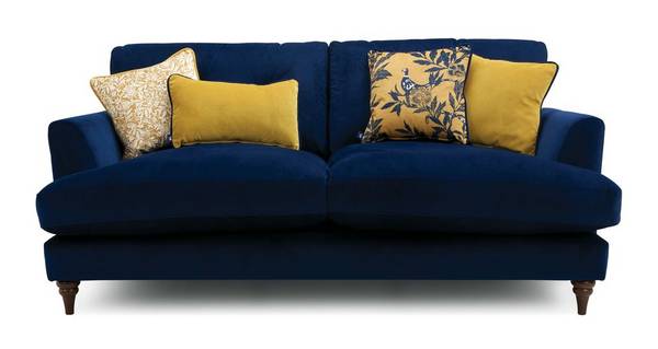 Patterdale Velvet 3 Seater Sofa, What Colour Cushions For Blue Velvet Sofa