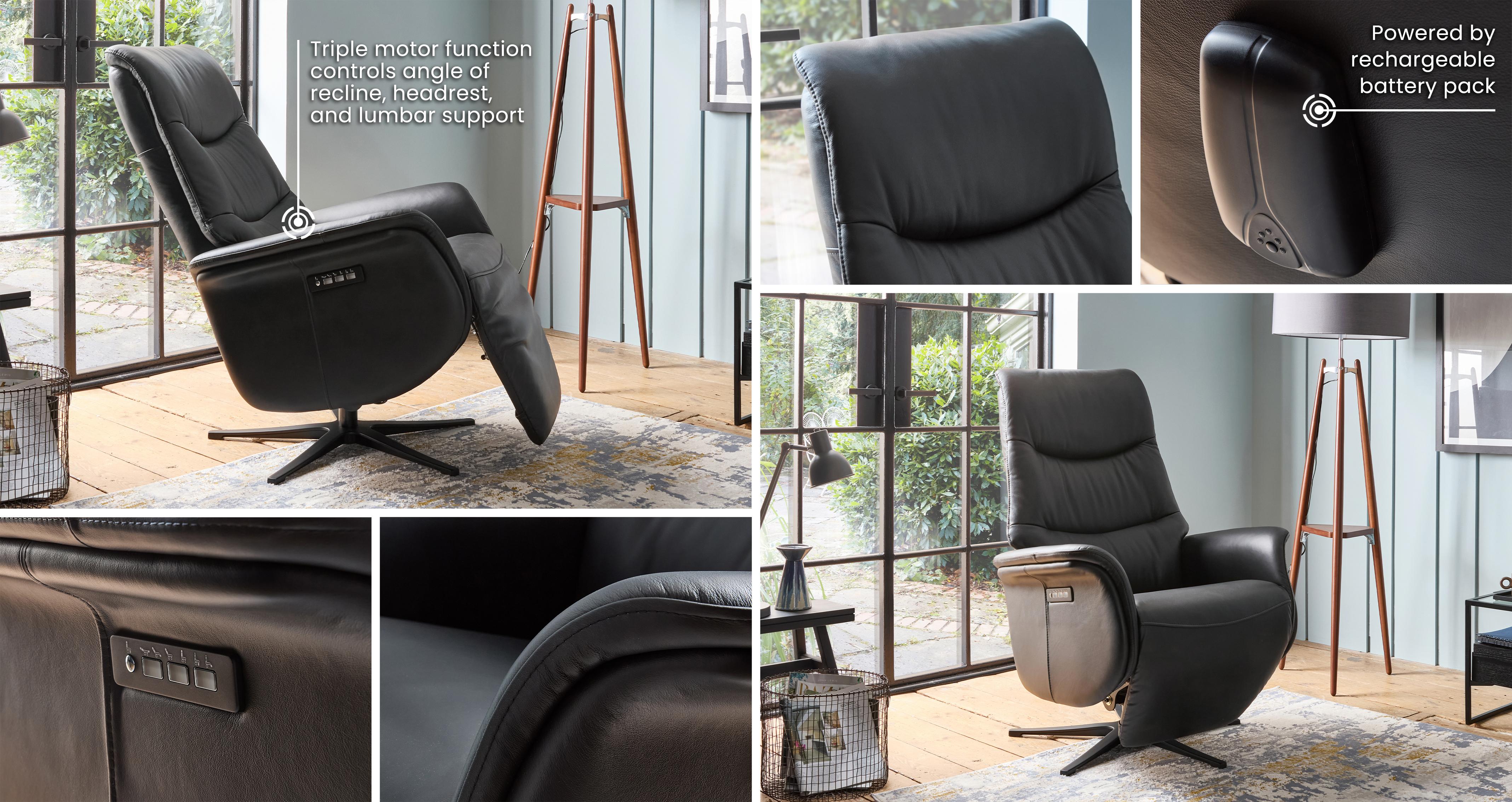 Paxton-express Power Swivel Recliner Chair in Paxton Express Black