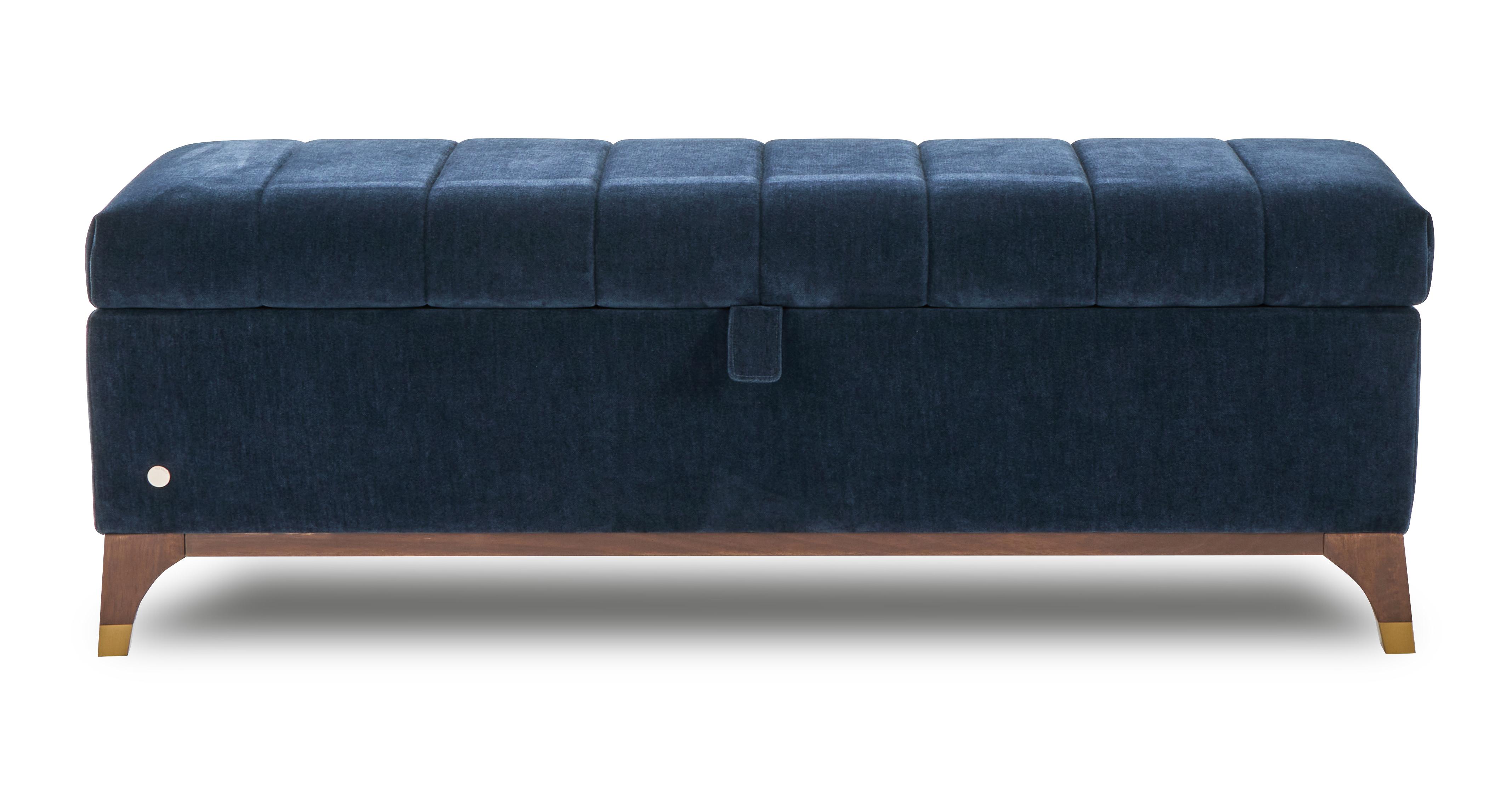 Pelham Storage Ottoman Box in Pelham Chenille Navy Navy