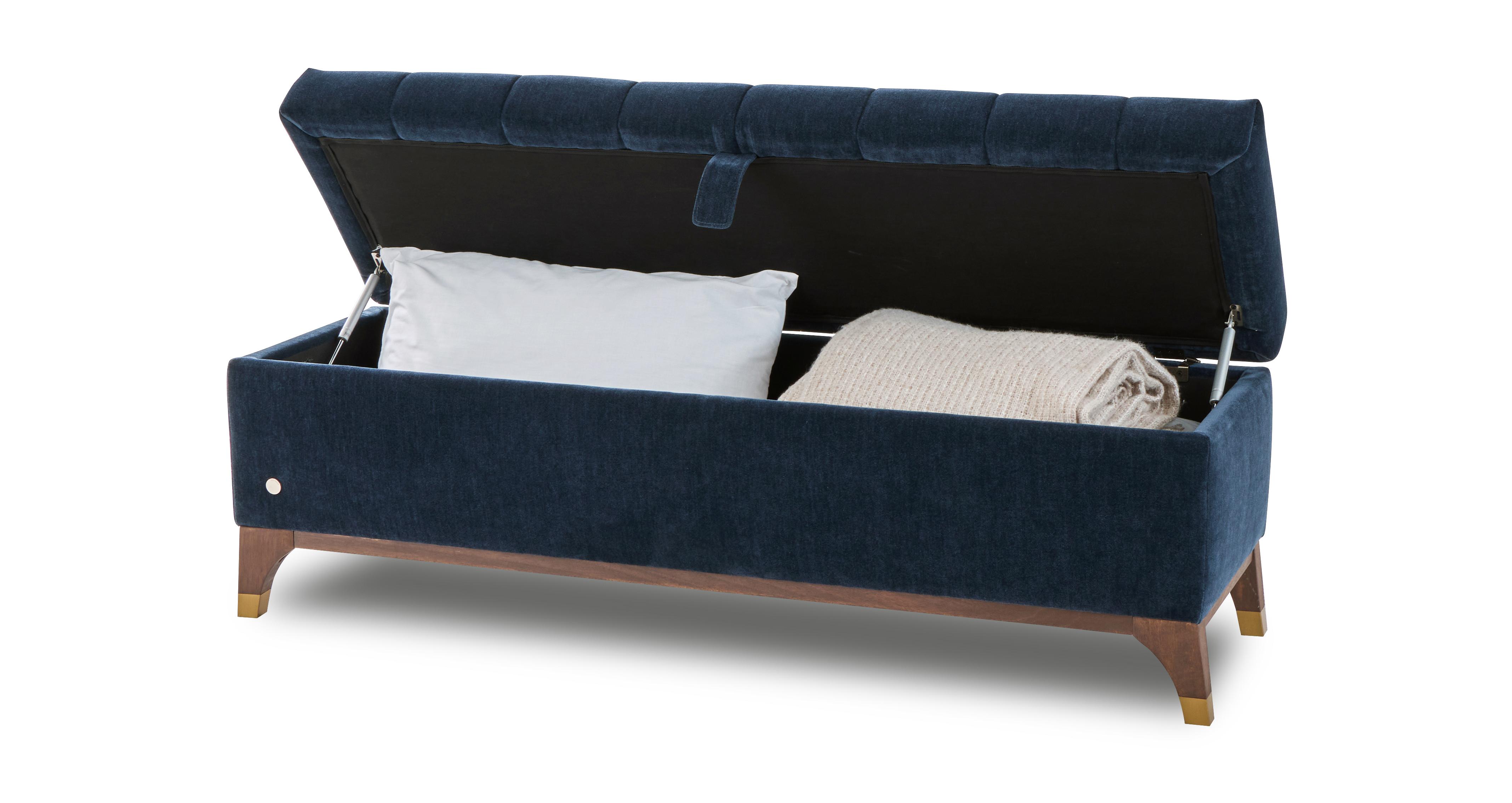 Pelham Storage Ottoman Box in Pelham Chenille Navy Navy