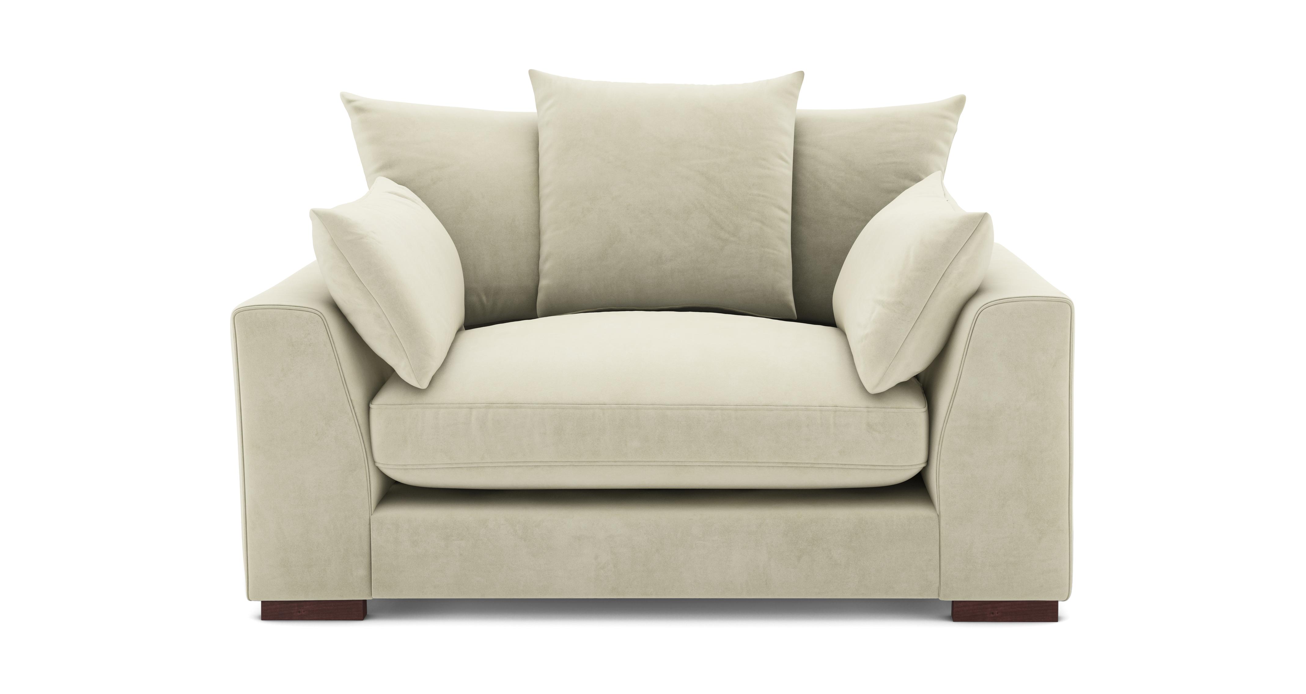 Velvet Pillow Back Cuddler Sofa