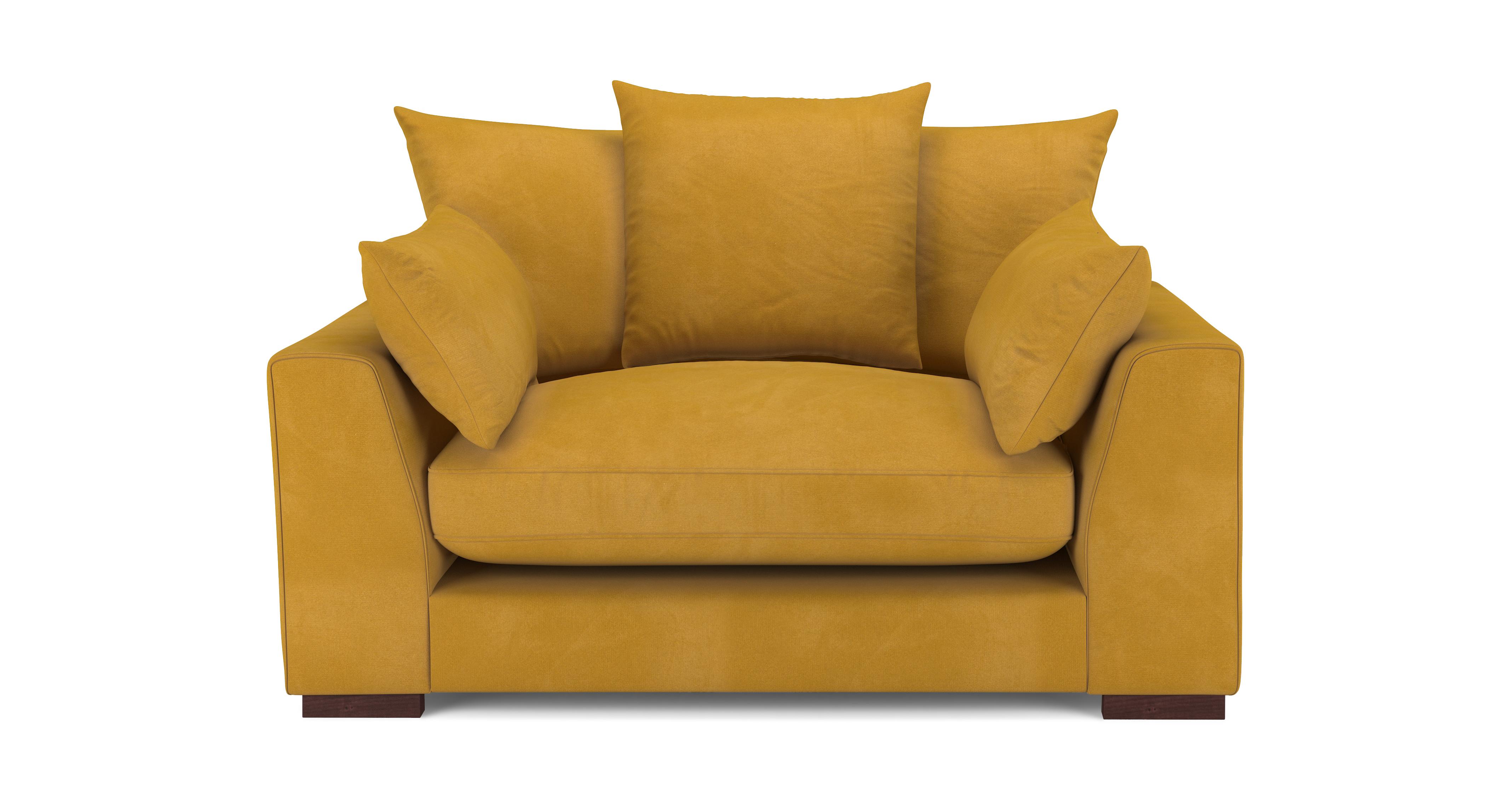 Velvet Pillow Back Cuddler Sofa