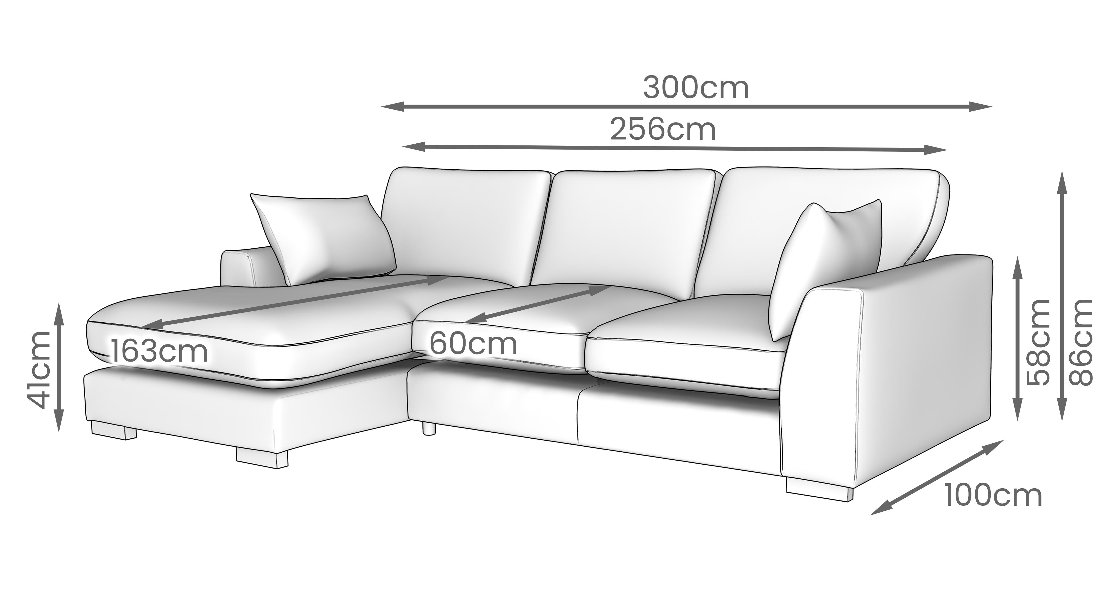 Plush Formal Back Left Hand Facing Large Chaise End Sofa DFS