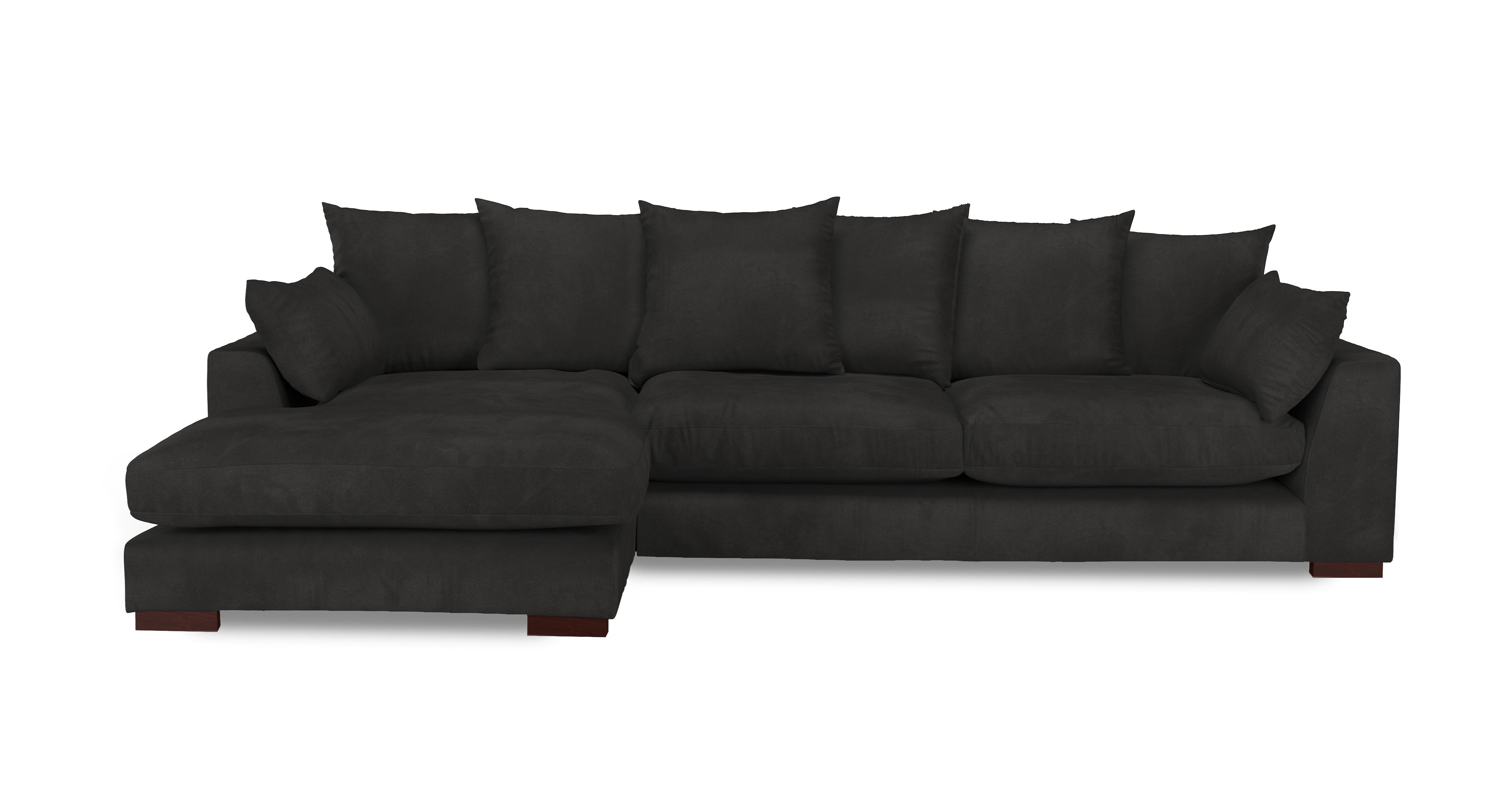 Velvet Pillow Back Left Hand Facing Large Chaise End Sofa