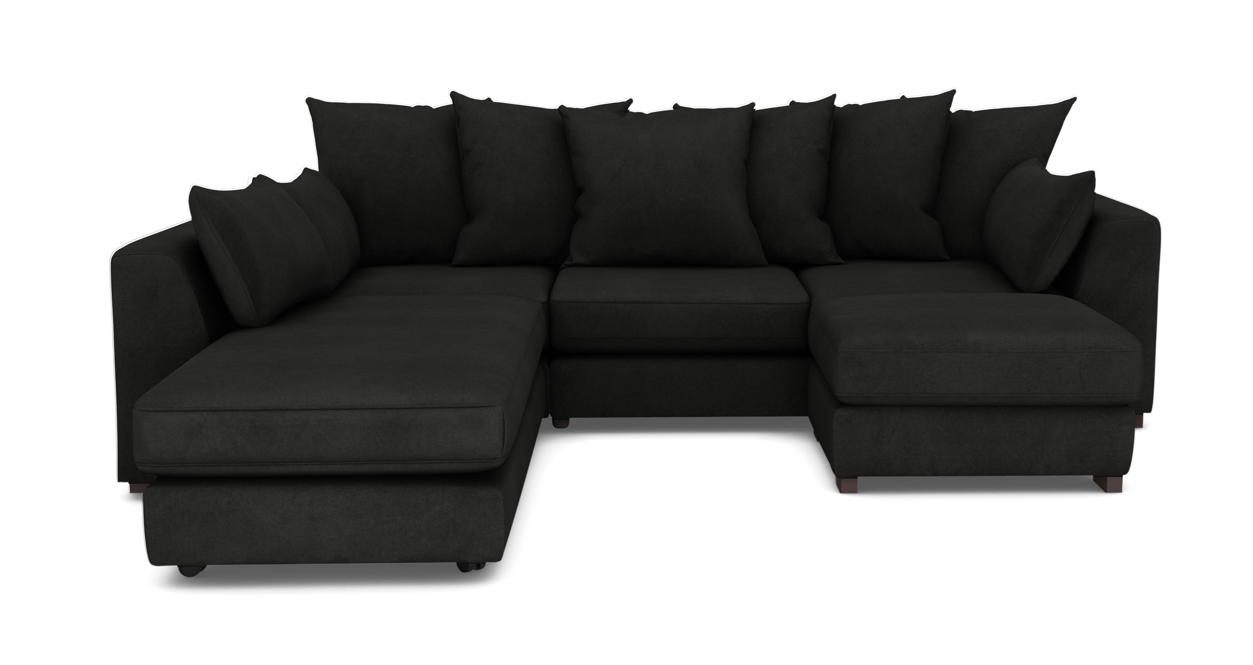 Velvet Pillow Back Left Hand Facing 3 Piece Swivel Sofa Bed Chaise 
