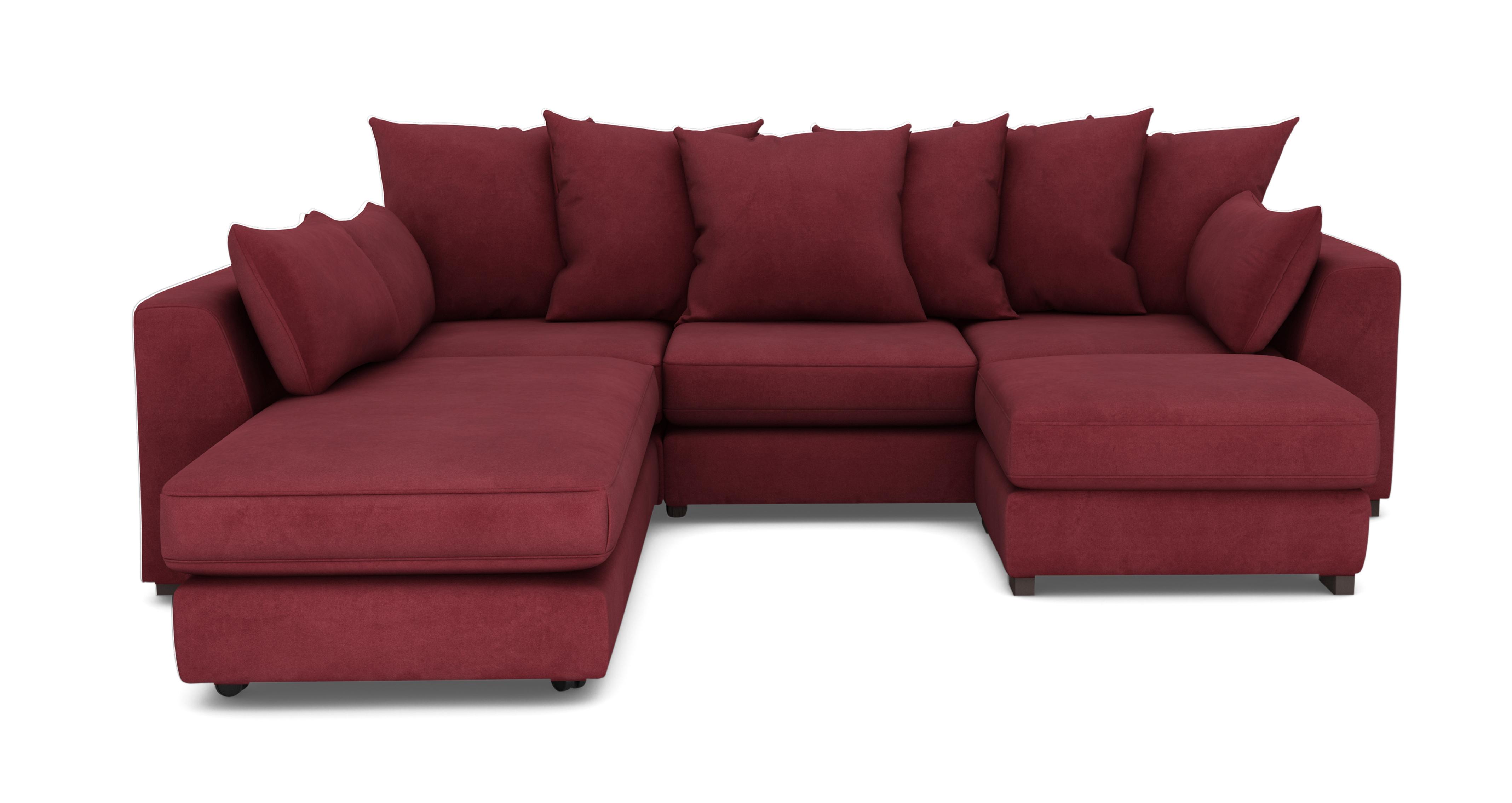 Velvet Pillow Back Left Hand Facing 3 Piece Swivel Sofa Bed Chaise 