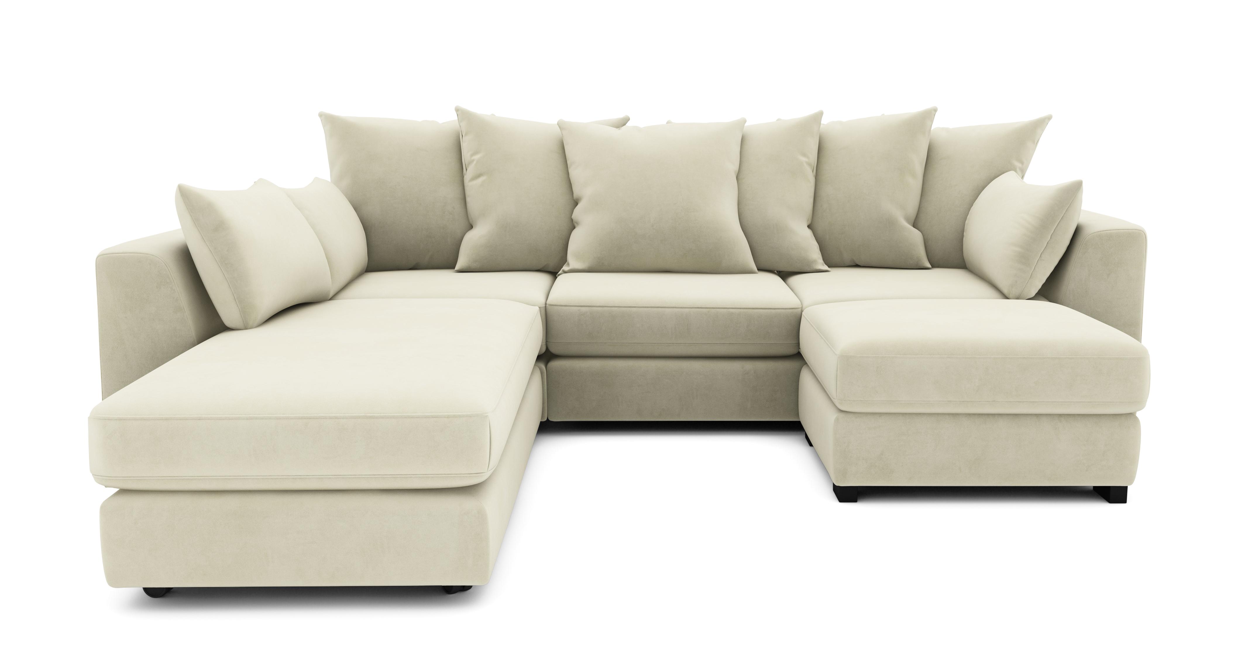 Velvet Pillow Back Left Hand Facing 3 Piece Swivel Sofa Bed Chaise 