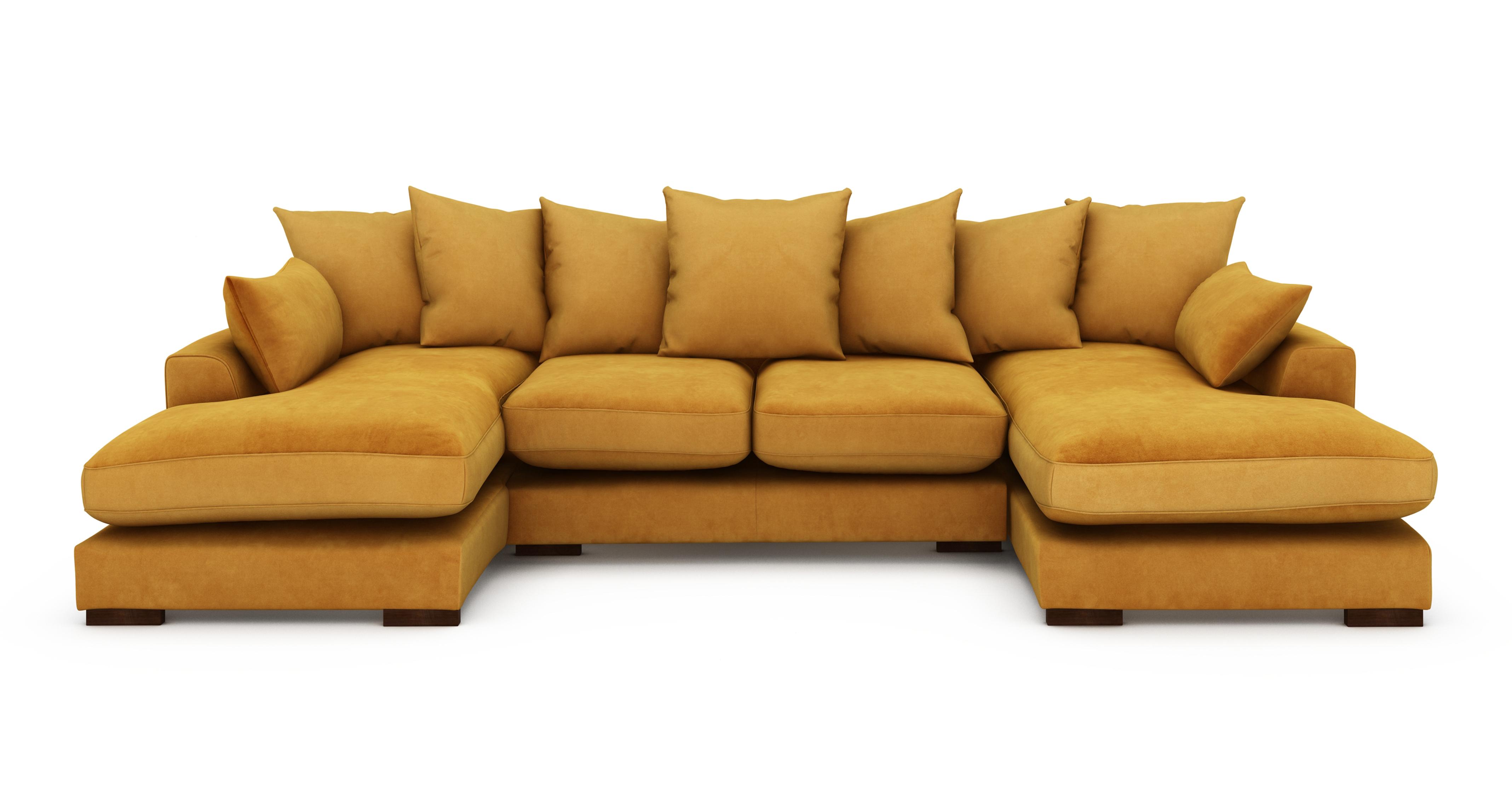 Velvet Pillow Back Large Double Ended Chaise