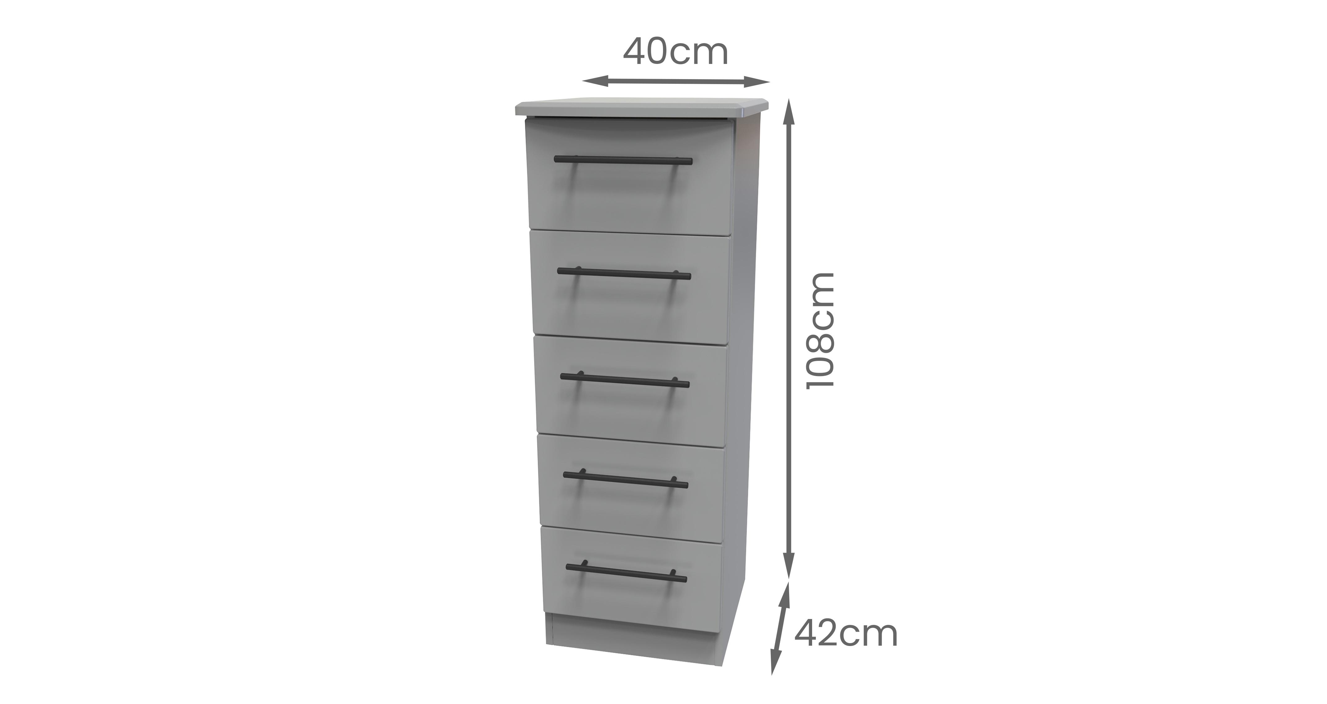 Reed 5 Drawer Tallboy in Jordan Grey