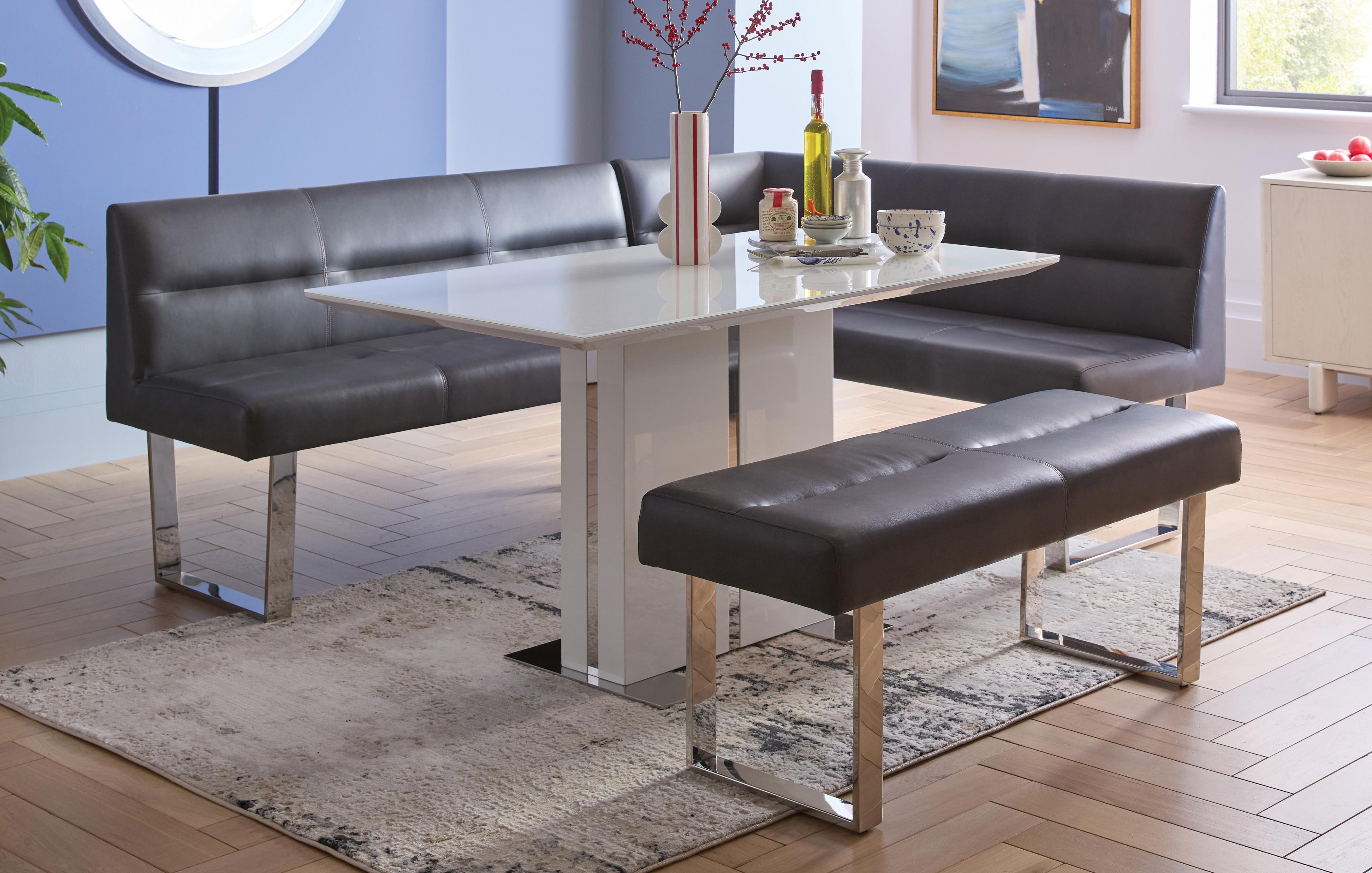 Fixed Dining Table with Corner Bench & Bench