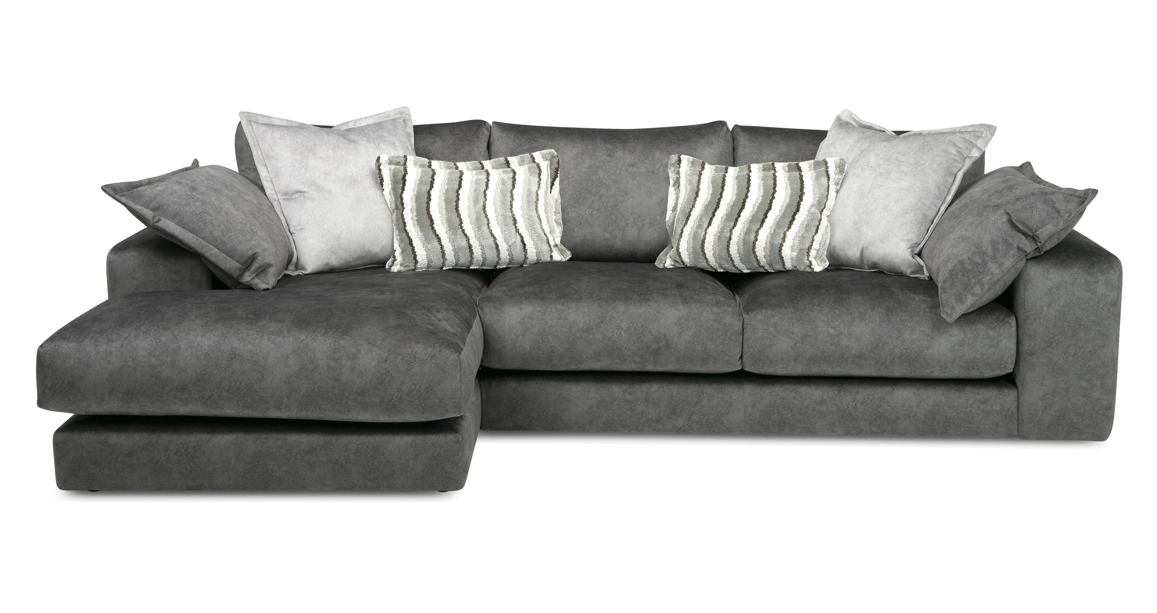 Rest Velvet Left Hand Facing 3 Seater Chaise Sofa DFS