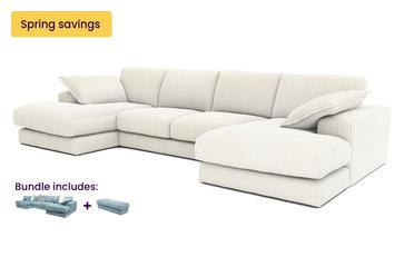 Large Double Ended Chaise and Large Bench Footstool Bundle