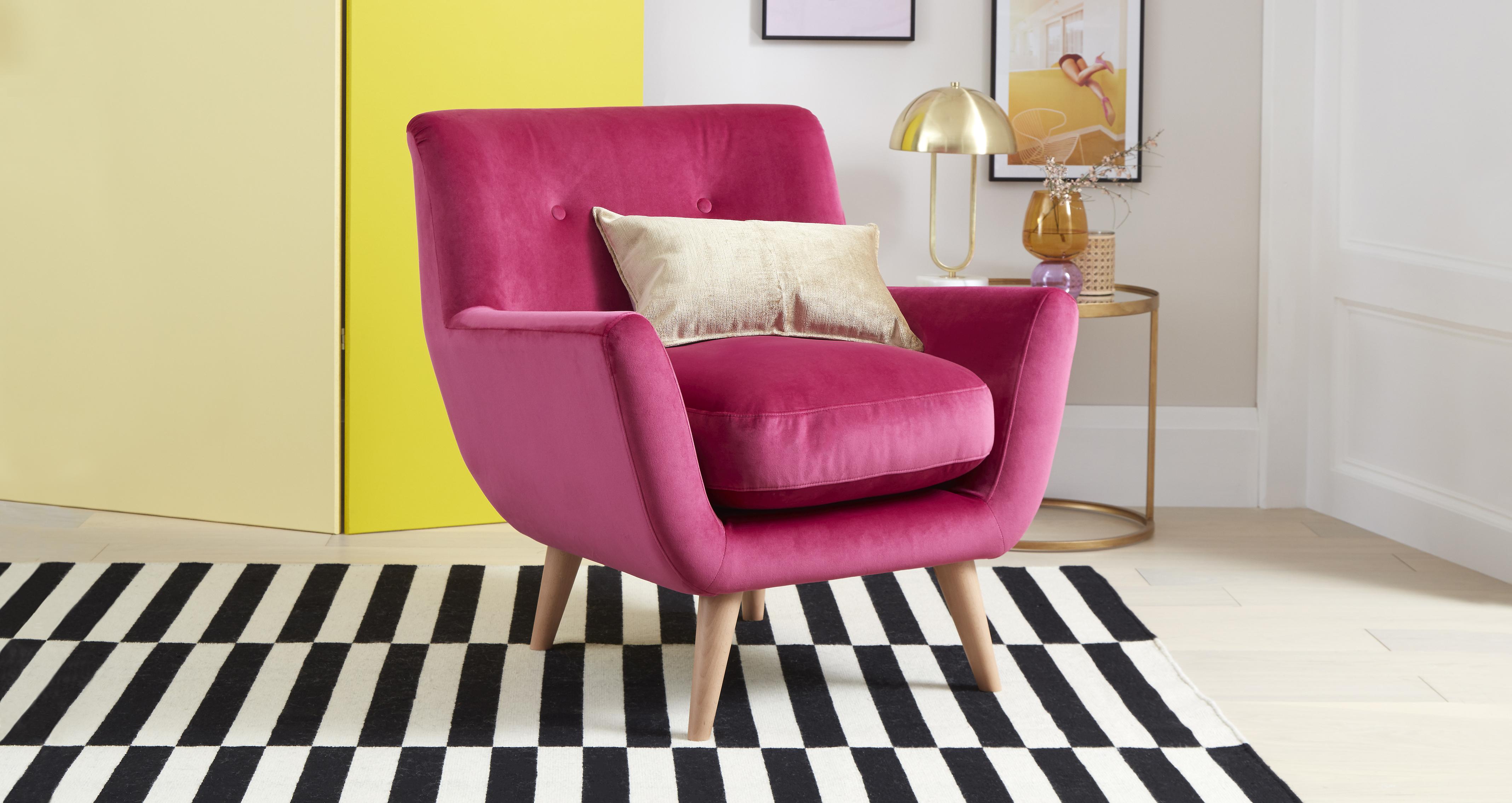 Vedbo Armchair Armchairs Pink Retro Accent Chair DFS