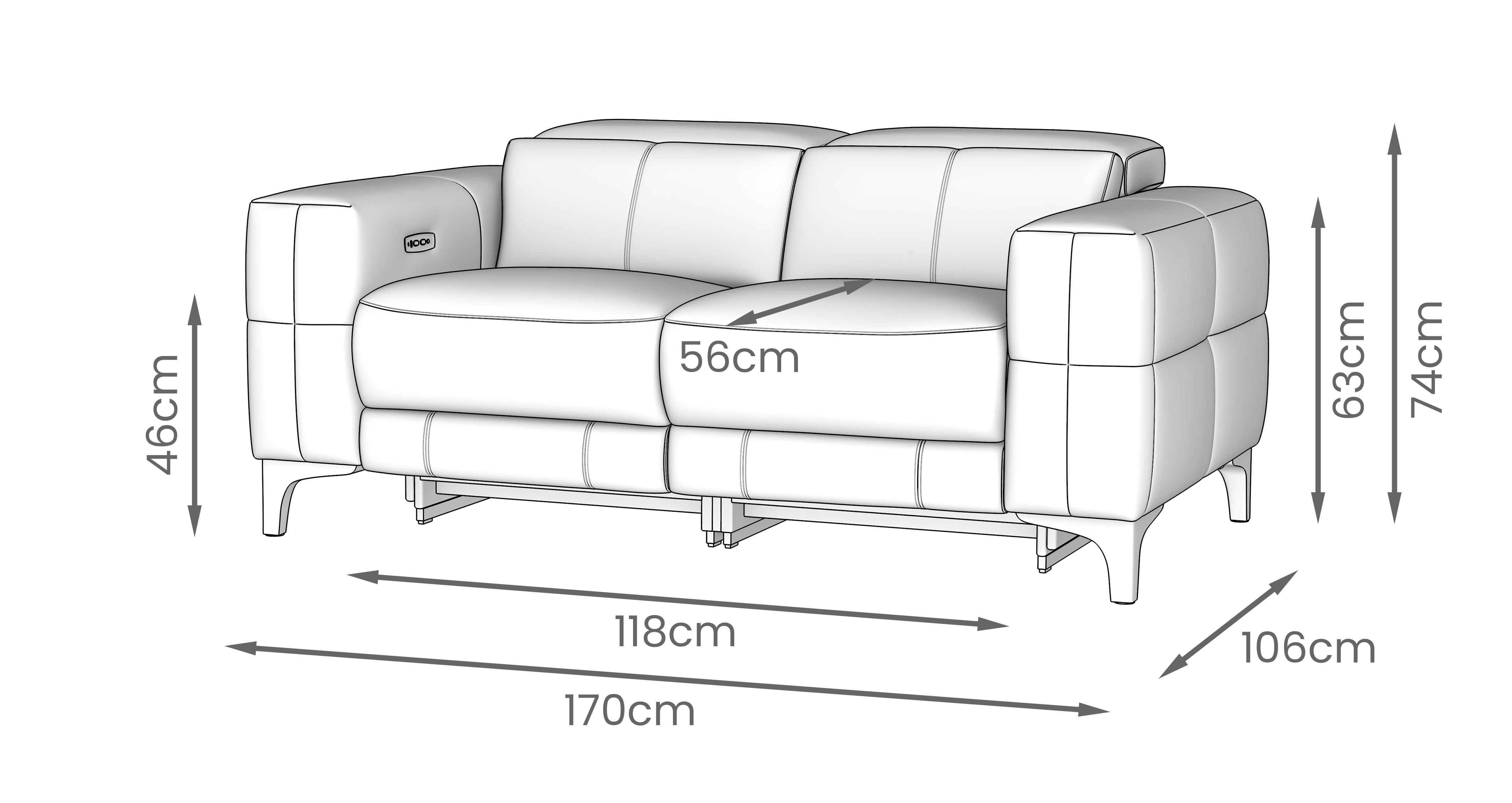 Riccardo 2 Seater Power Recliner Sofa in Borelli Shadow
