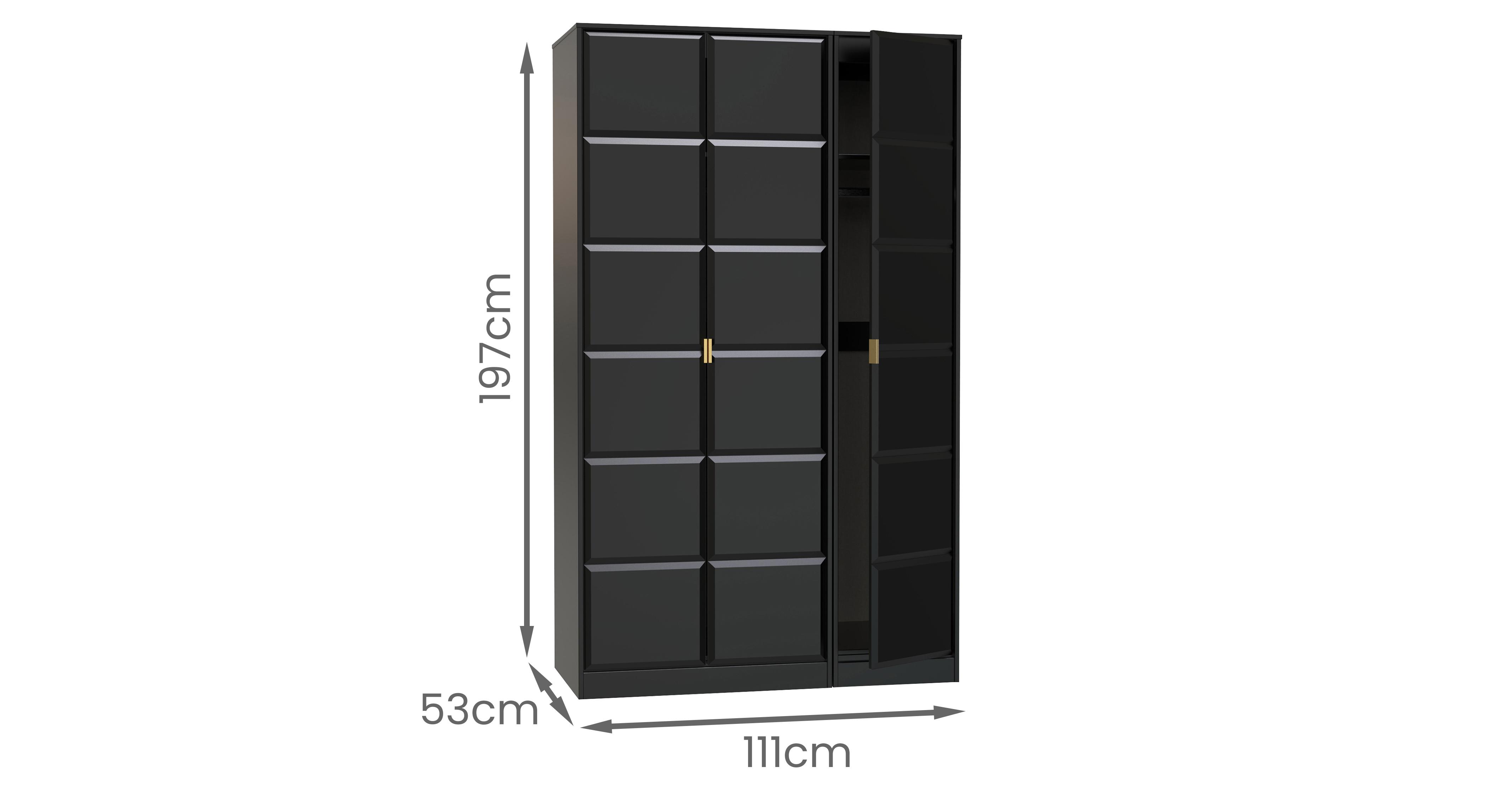 Rico Triple Wardrobe in Rico Black