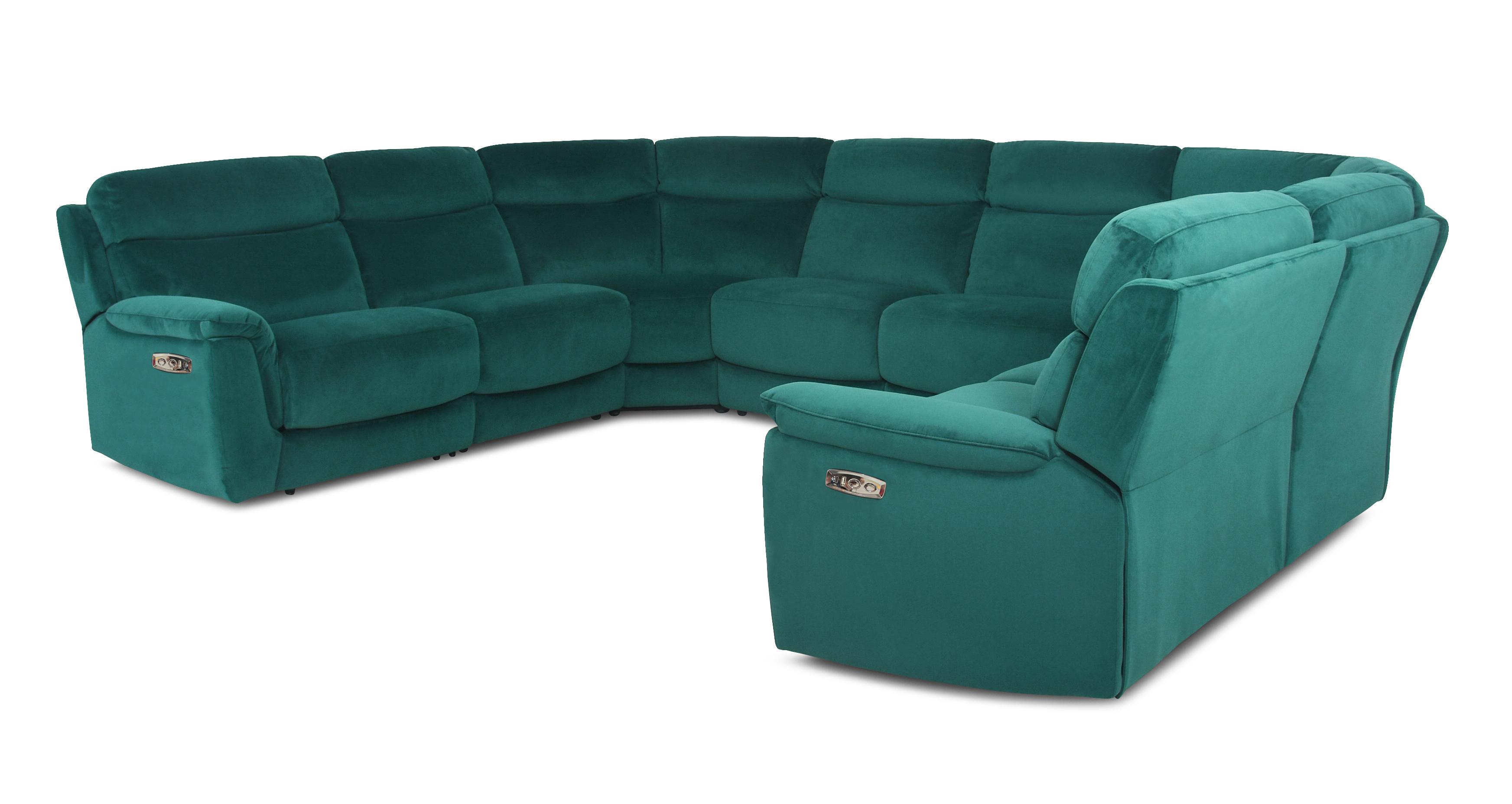 Ronan-velvet Option O Power 8 Piece U Shape Sofa in Boutique Teal