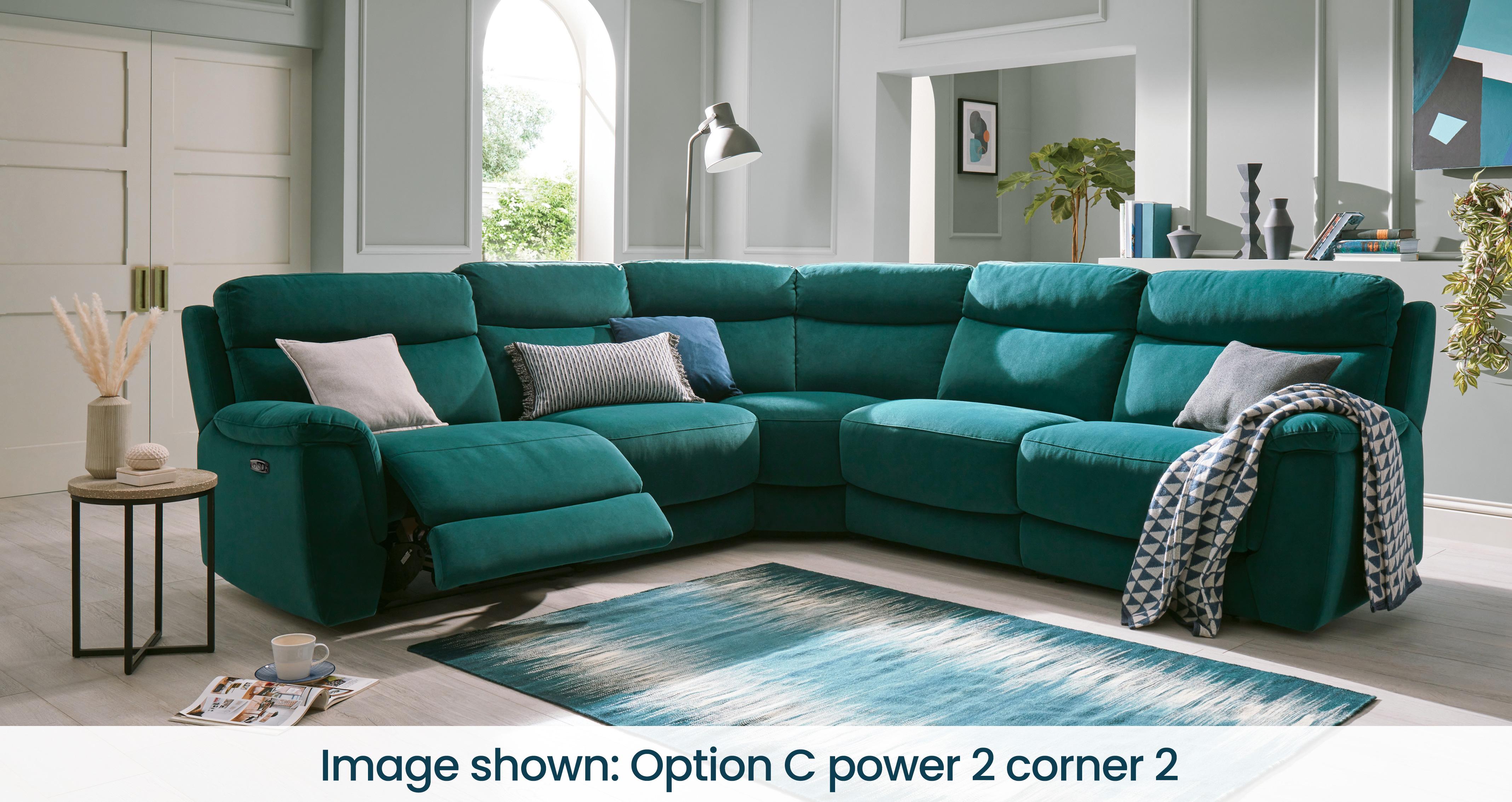 Ronan-velvet Option O Power 8 Piece U Shape Sofa in Boutique Teal