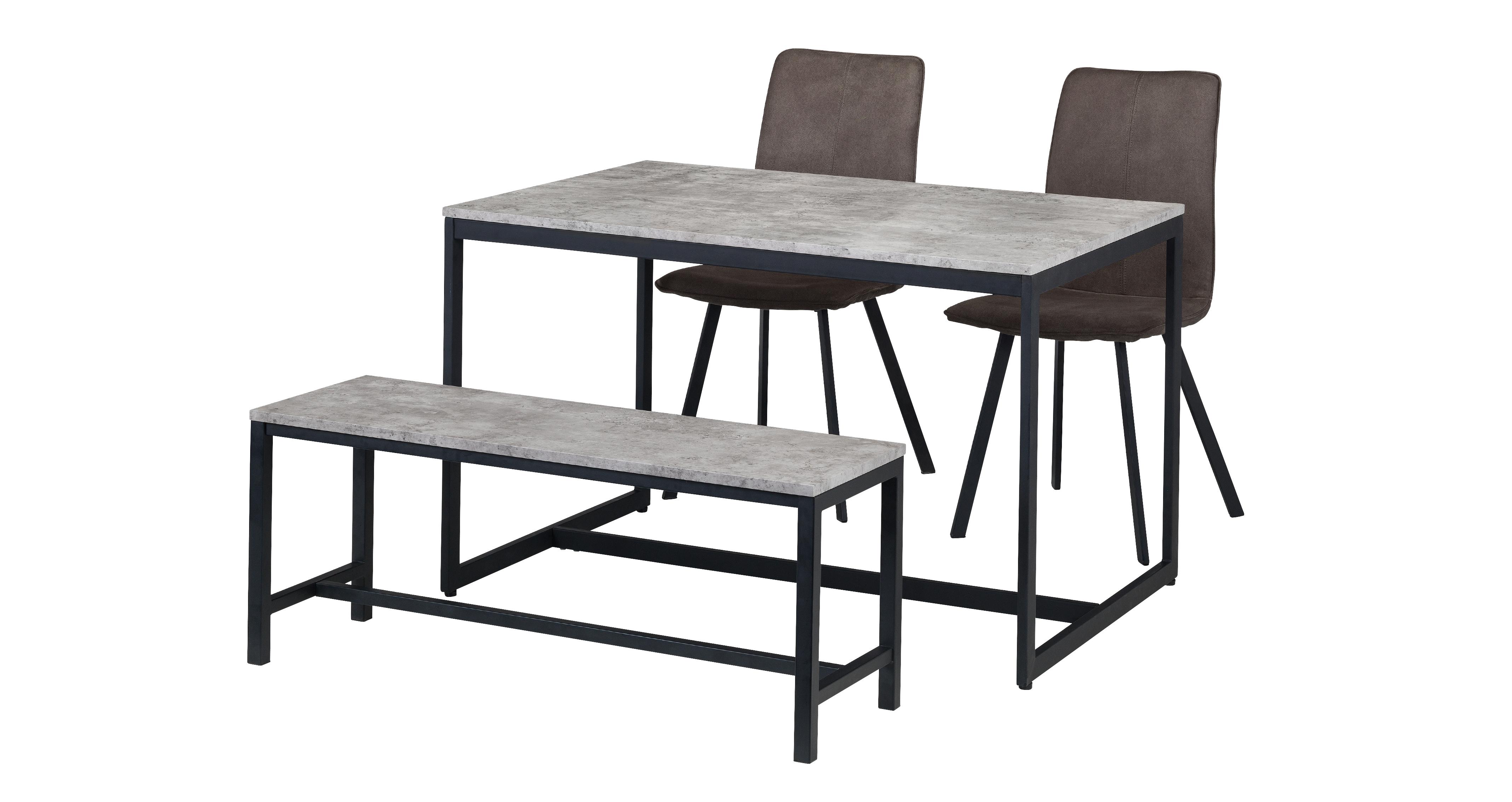 Rondo Fixed Top Table With 2 Fabric Chairs And 1 Bench Dfs Ireland