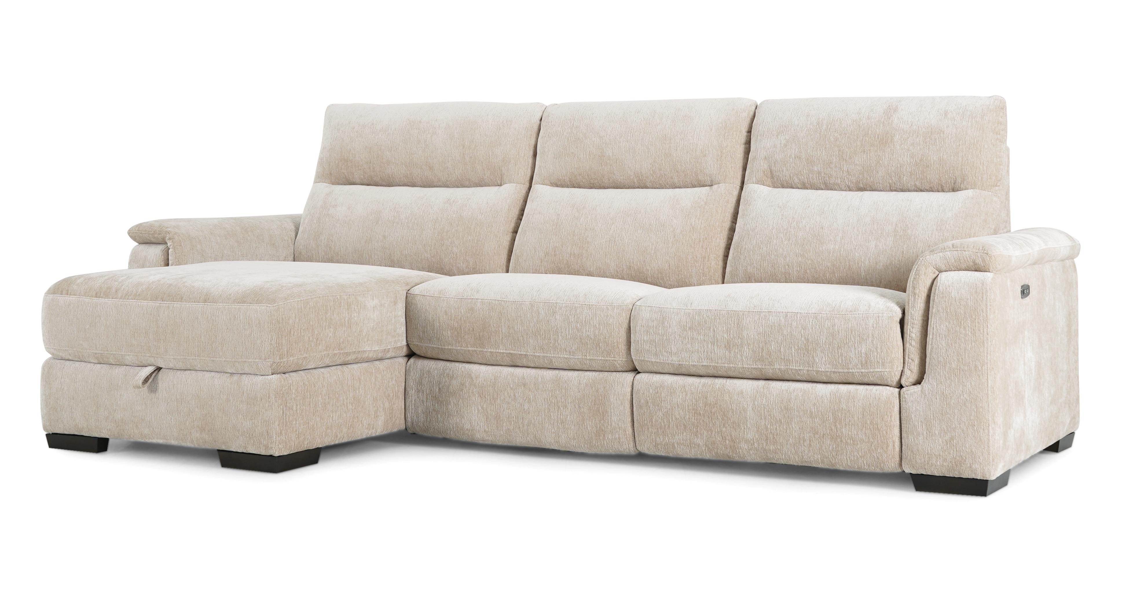 Roseley Left Hand Facing Chaise 3 Seat Power Recliner in Bettina Fabric Sand
