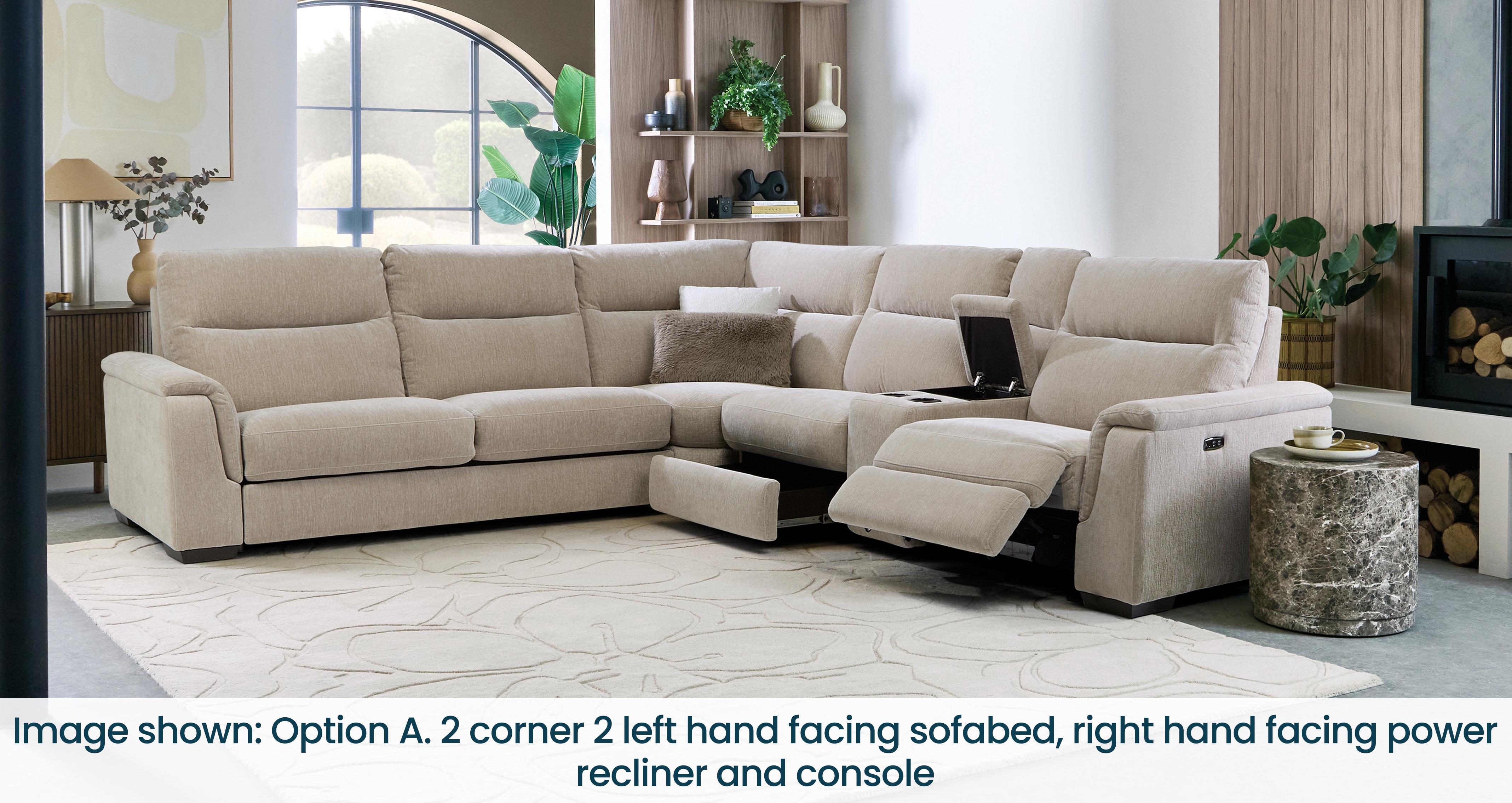 Roseley Left Hand Facing Chaise 3 Seat Power Recliner in Bettina Fabric Sand